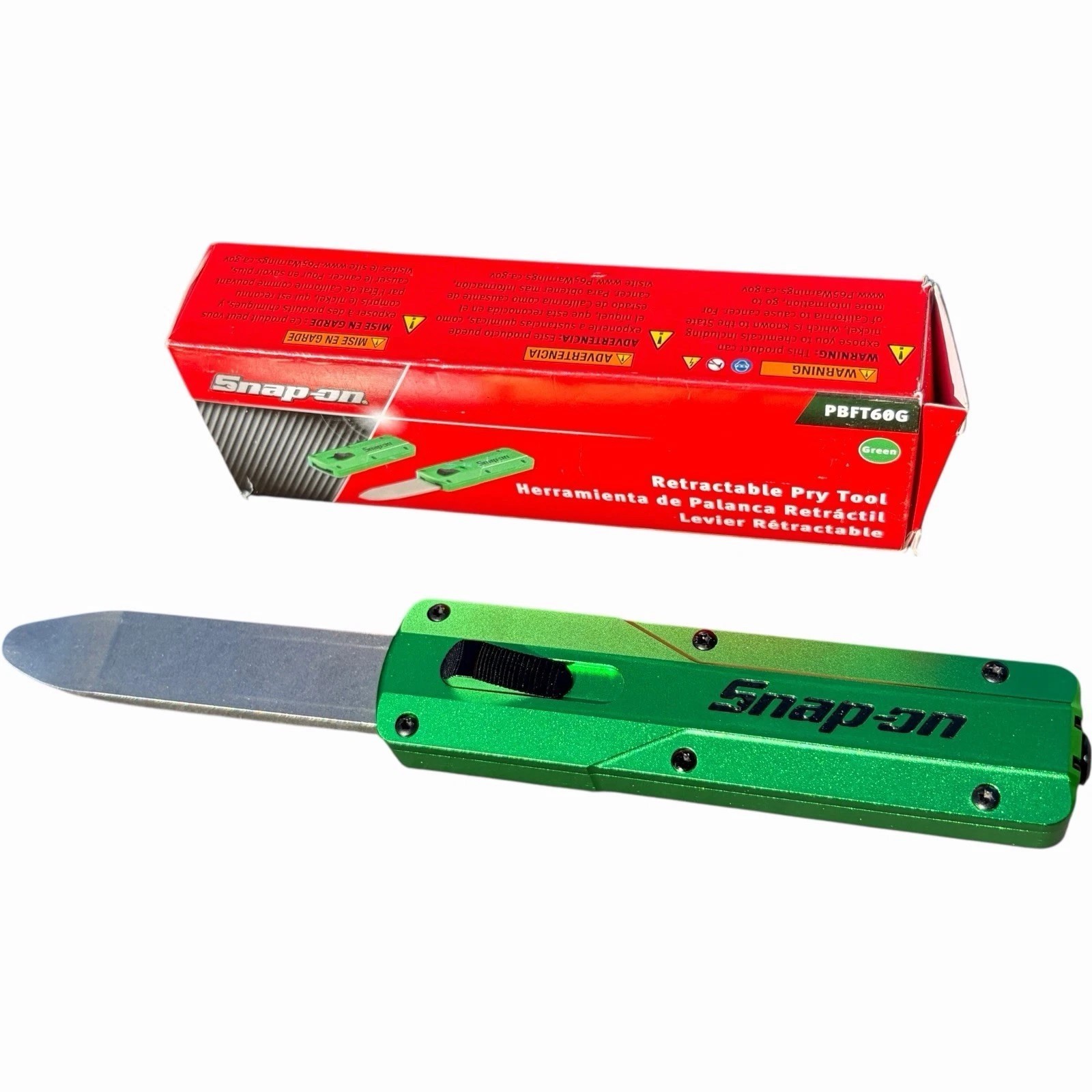 *NEW* Snap-on Tools PBFT60G *GREEN* Out The Front Retractable PRY BAR Tool