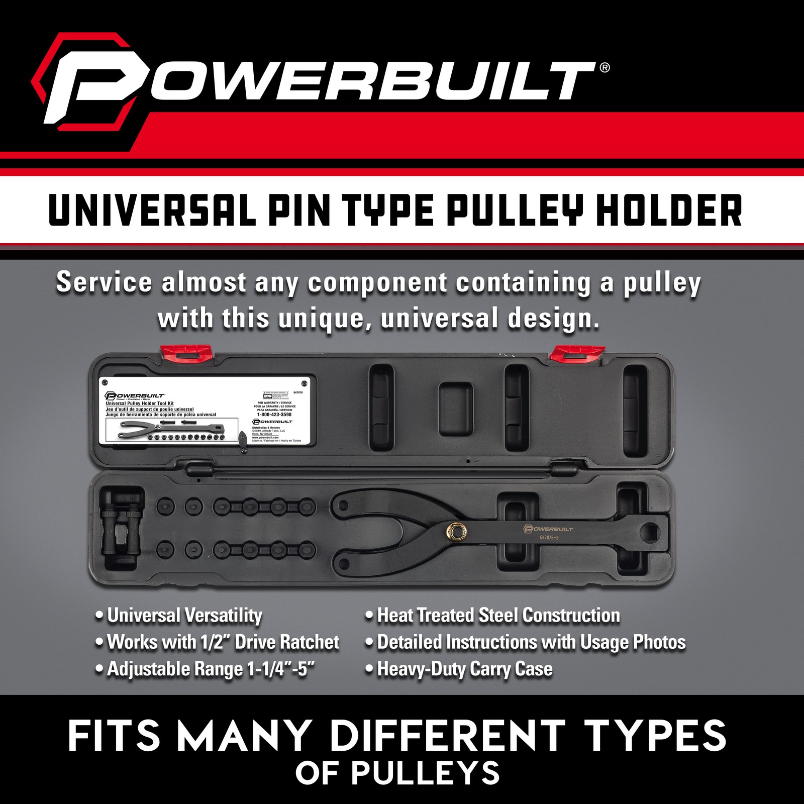 Powerbuilt Universal Pulley Holder Tool Kit – 647876