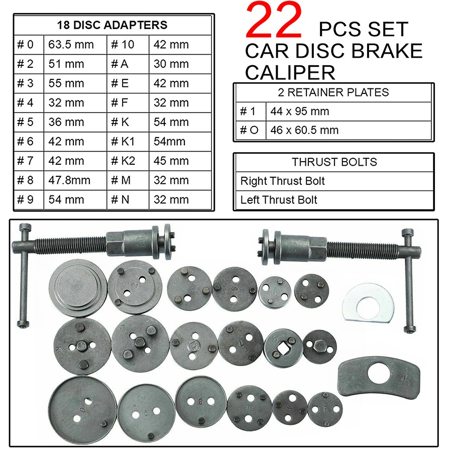 VLAND UNIVERSAL CAR DISC BRAKE CALIPER PISTON REWIND WIND BACK TOOL 22 PIECES