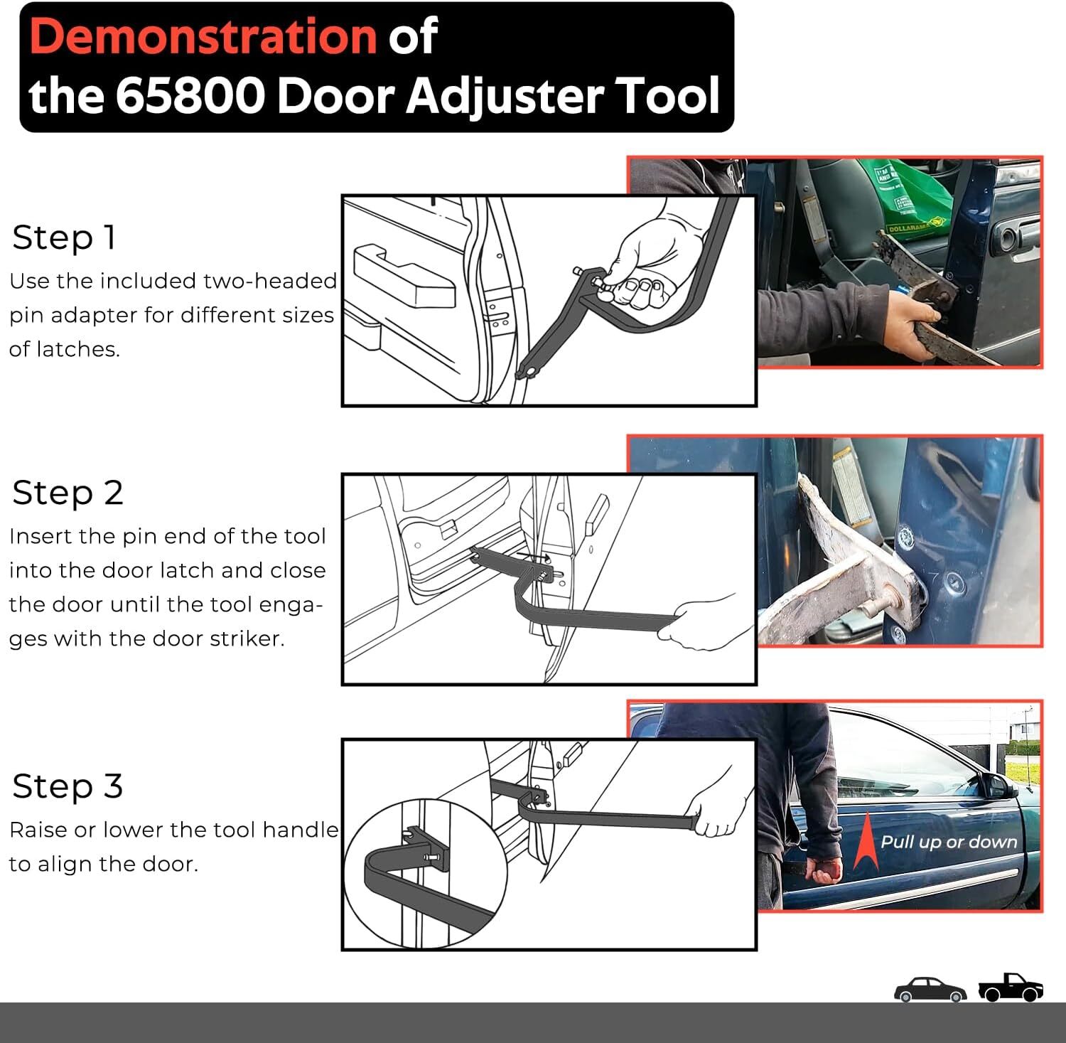 65800 Door Adjuster Alignment Tool Adjust Door Hinge on Most Cars Light Trucks