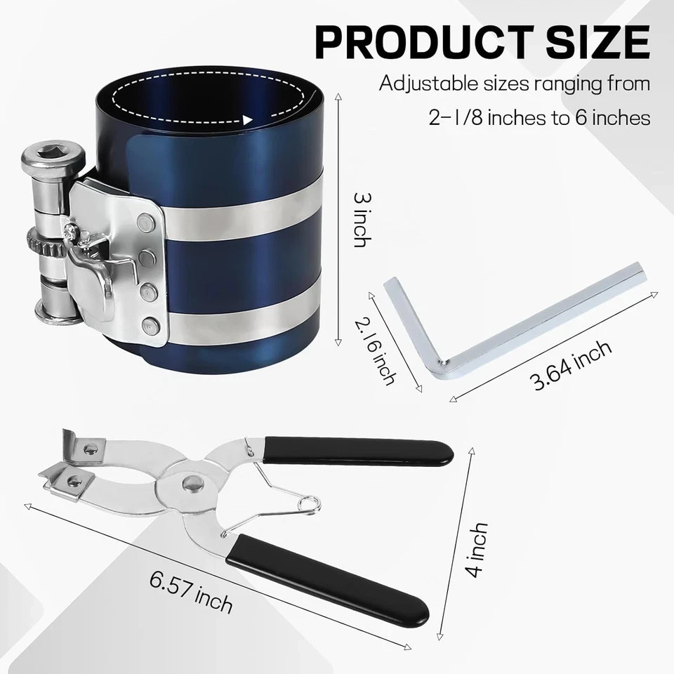 Car Engine Piston Ring Installer Removal Kit, Compressor with…