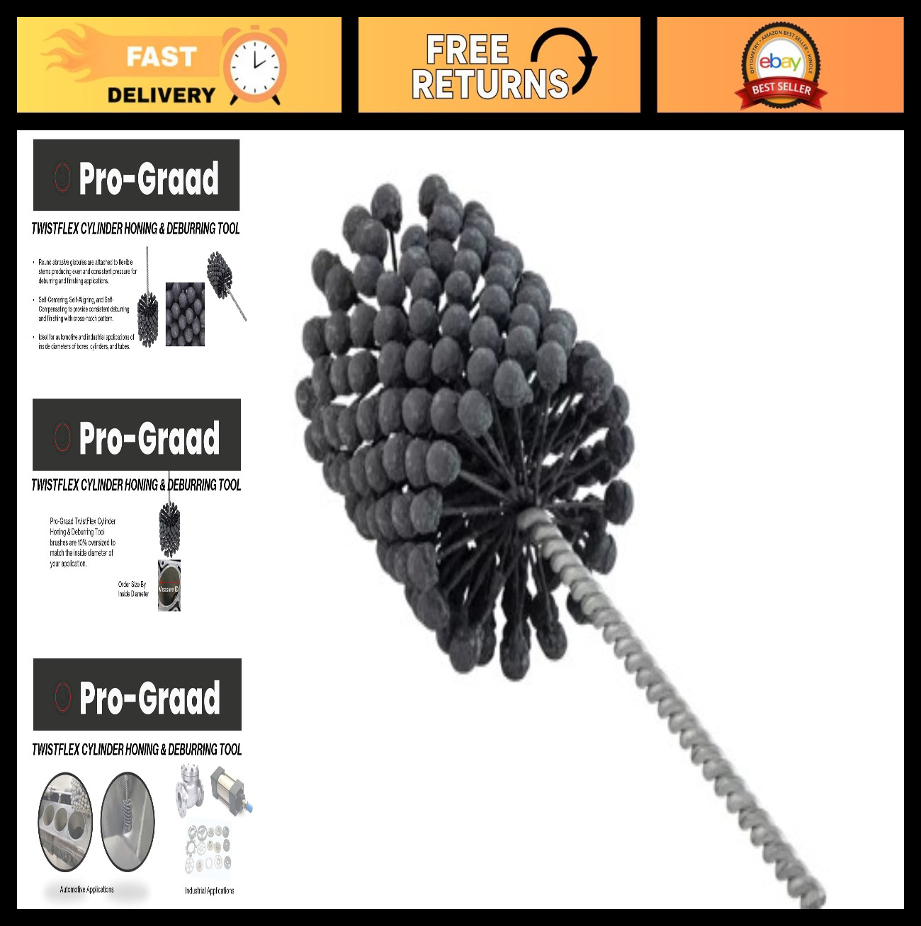Flexible Cylinder Hone Tool 3.25″ | 240 Grit Deburring Brush | 3.00″-3.27″ Bore