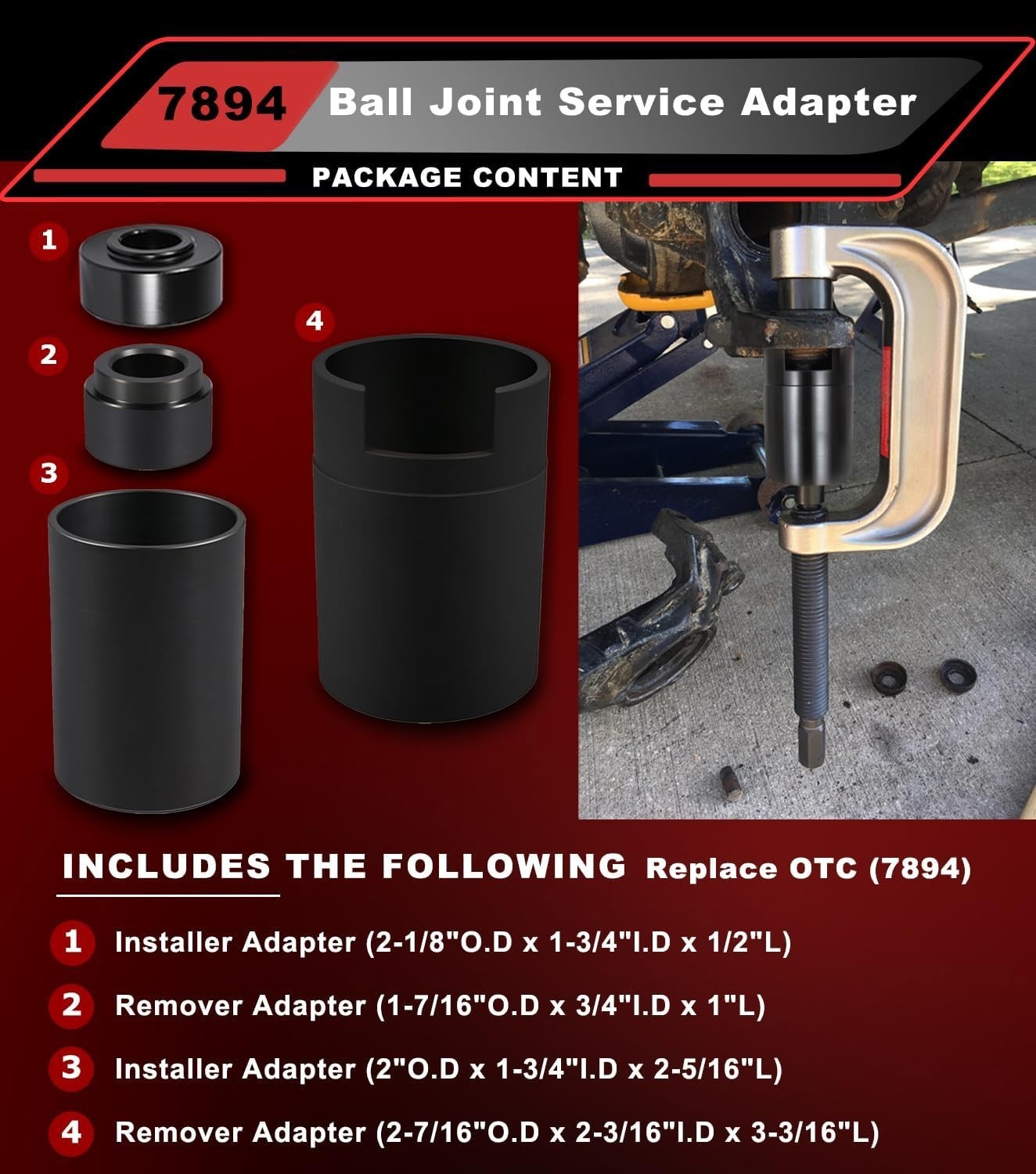 Ball Joint Service Adapter Tools Kit 7894 for Jeep Wrangler & Dodge Ram Trucks