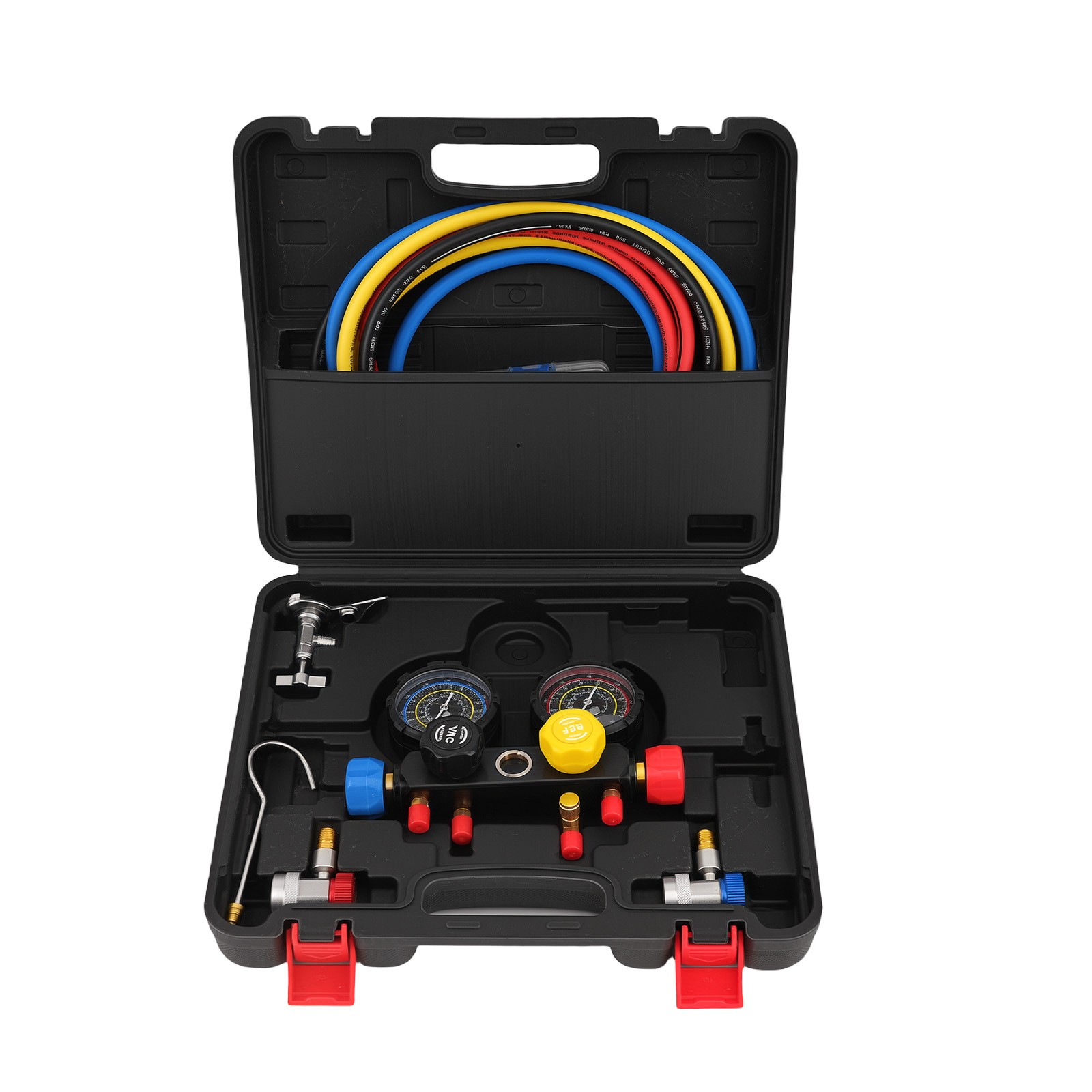 4-Way HVAC AC Gauge Set for R134a R22 R410a Manifold Diagnostic Tool 5ft Hoses