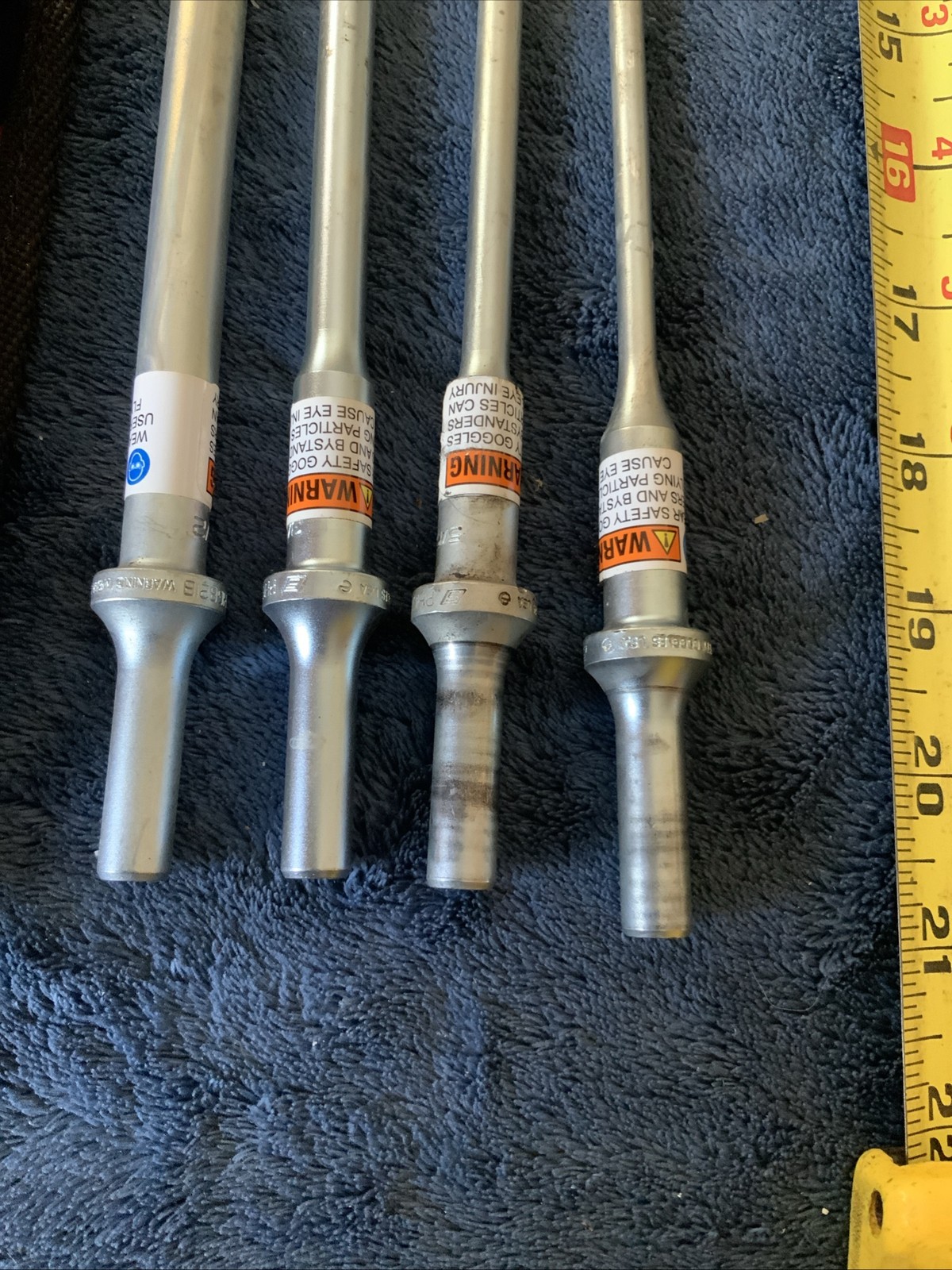 Snap On 4pc Roll Pin Punch Set For Air Hammer….1 Looks Worn Down….see Descrip