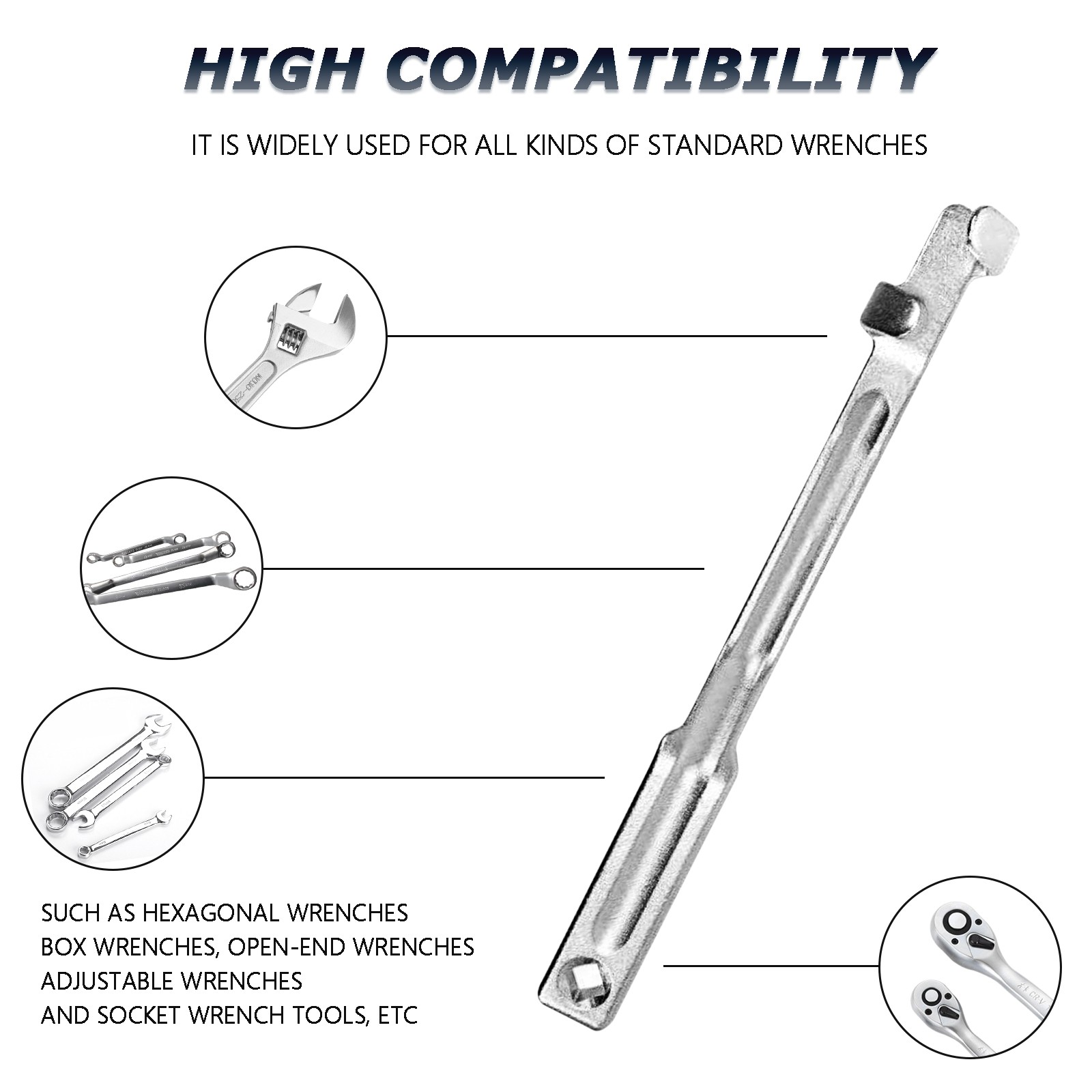 Universal Wrench Extender Tool Bar-Extra Long Torque Adaptor Wrench Extension US