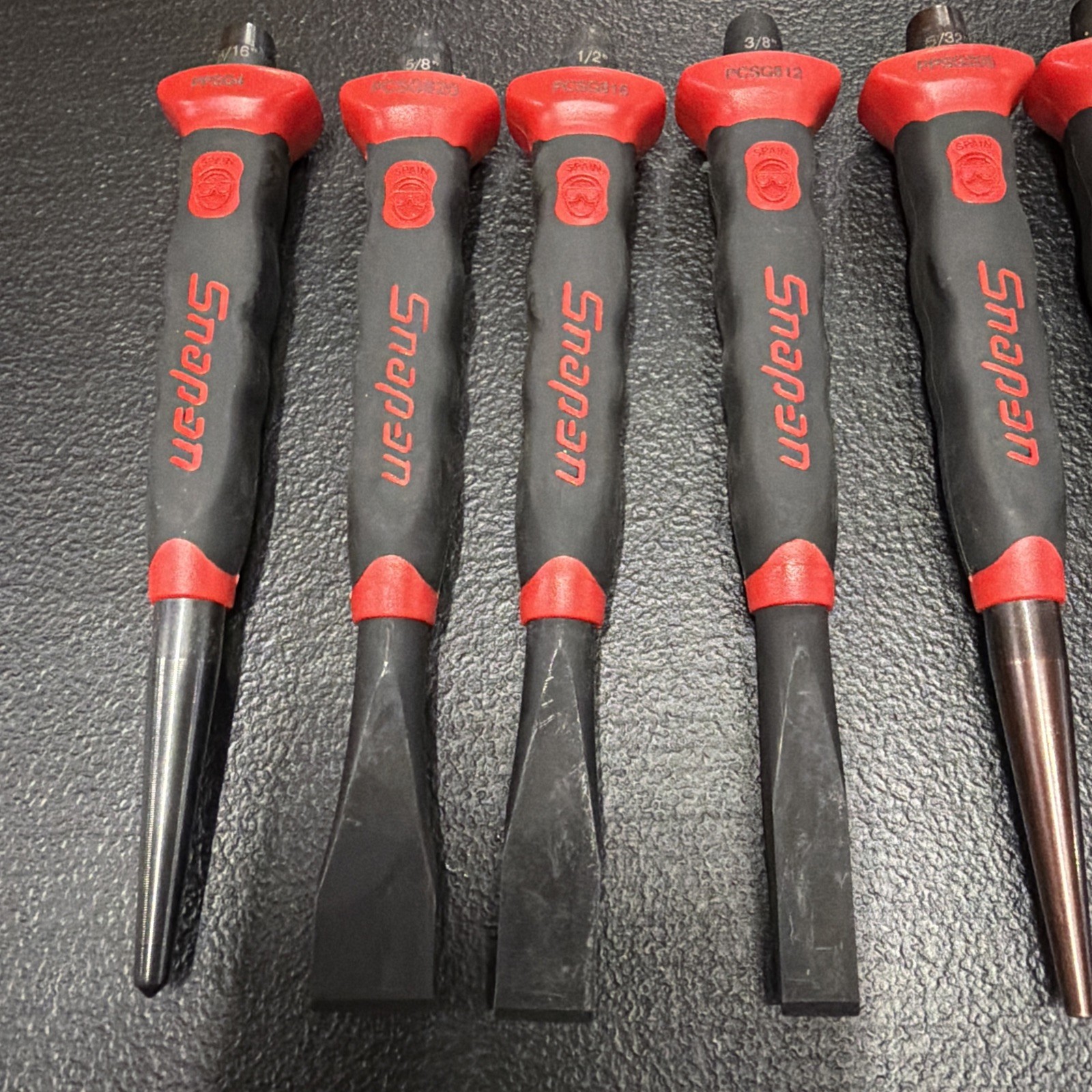 Snap On 10 pc Soft Grip Punch and Chisel Set PPCSG710