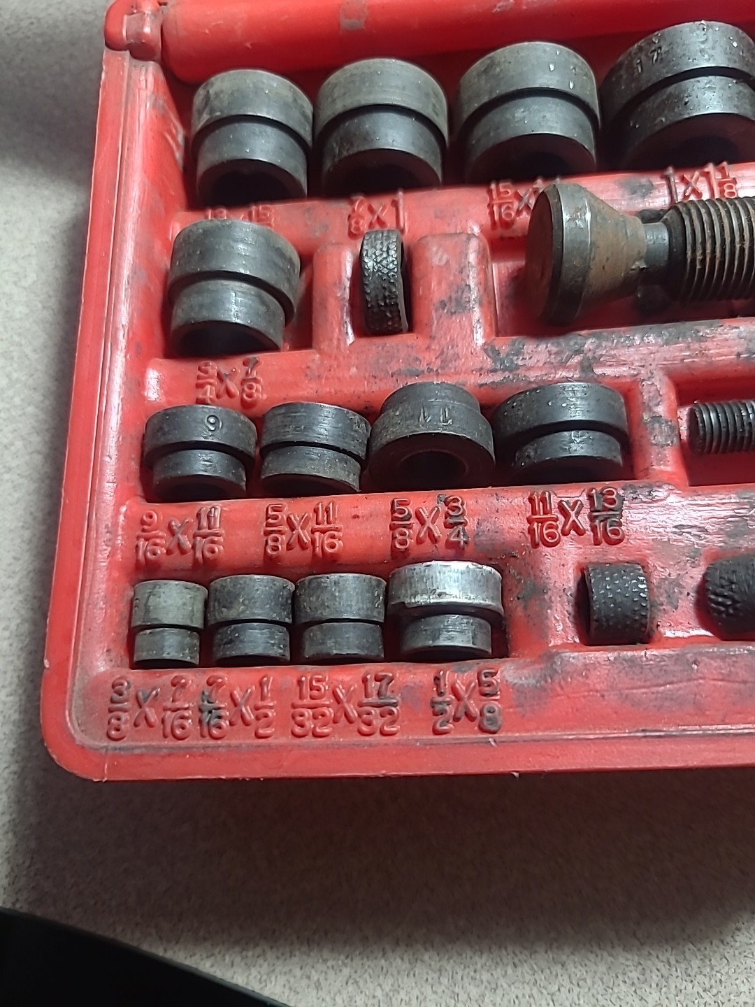 Snap-On A157C Bushing Driver Set in PB20 Case Missing a few pieces