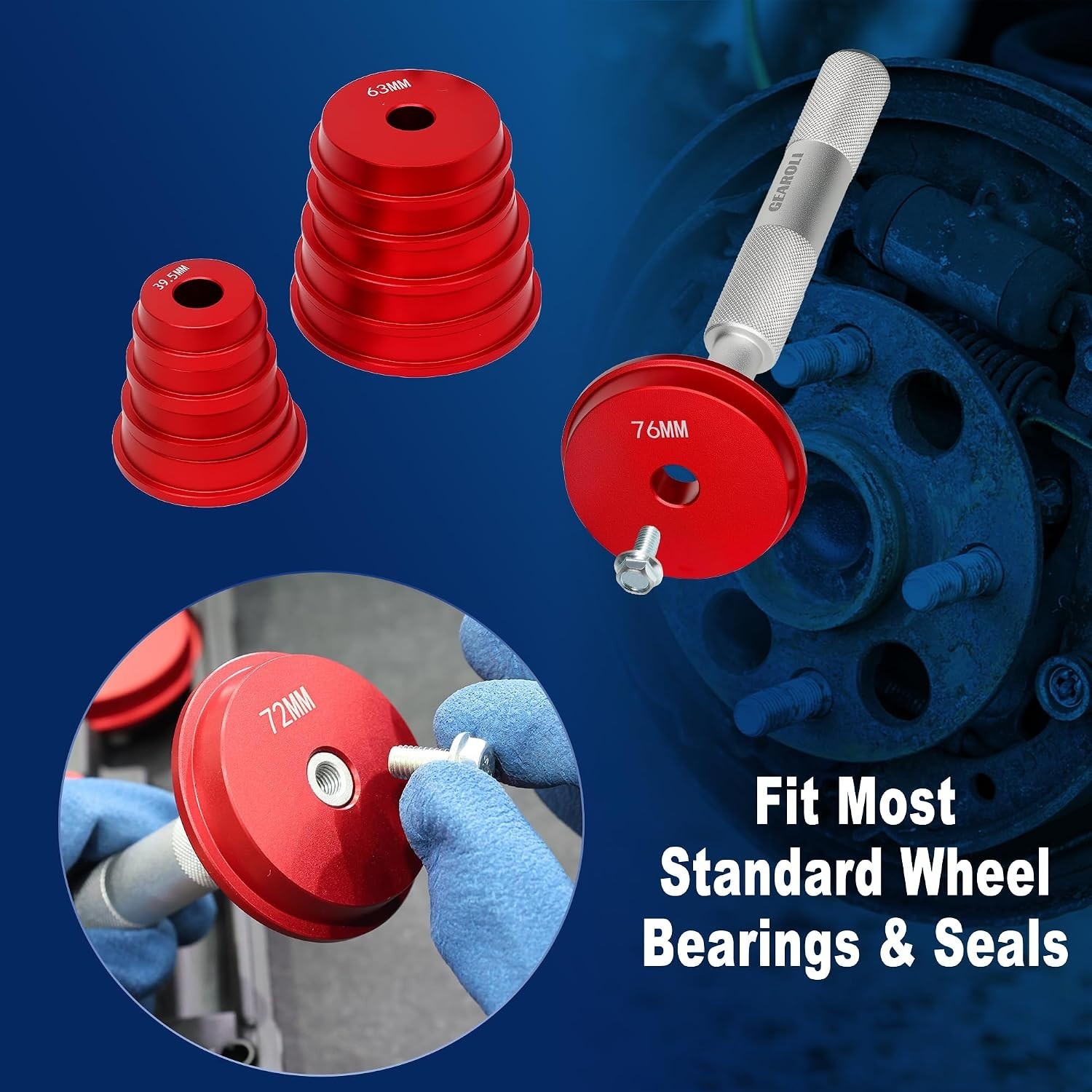 10-Piece Bearing Press Kit with 9 Adapters, Gloves and Storage Case Included