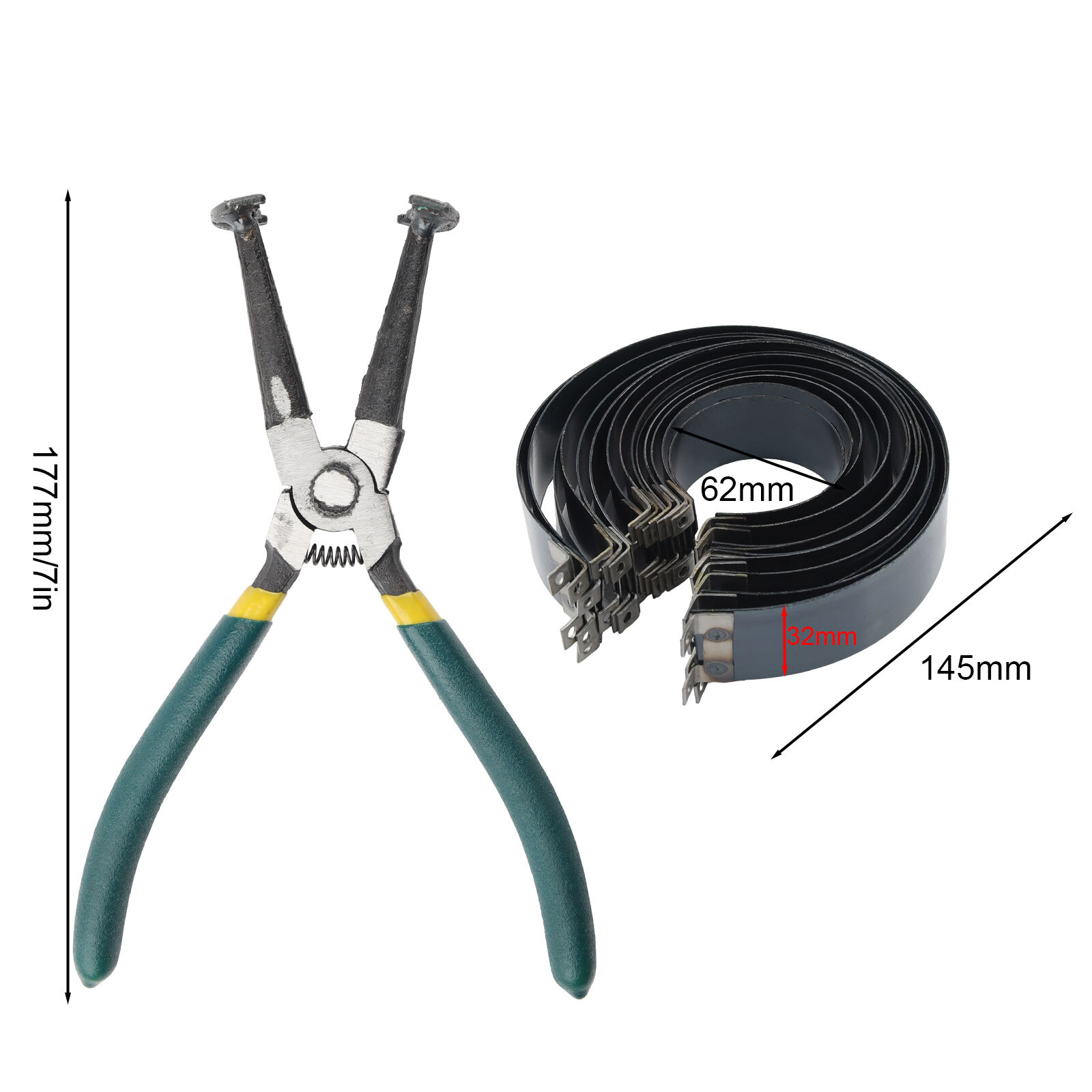 Motorcycle Piston Ring Compressor Cylinder Installer Tool Kit with Plier&14 Band