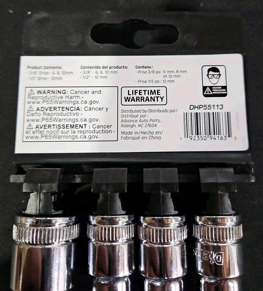 DieHard DHP55113 (3/8″, 1/2″ Drive) 4pc Triple Square Bit Socket Set