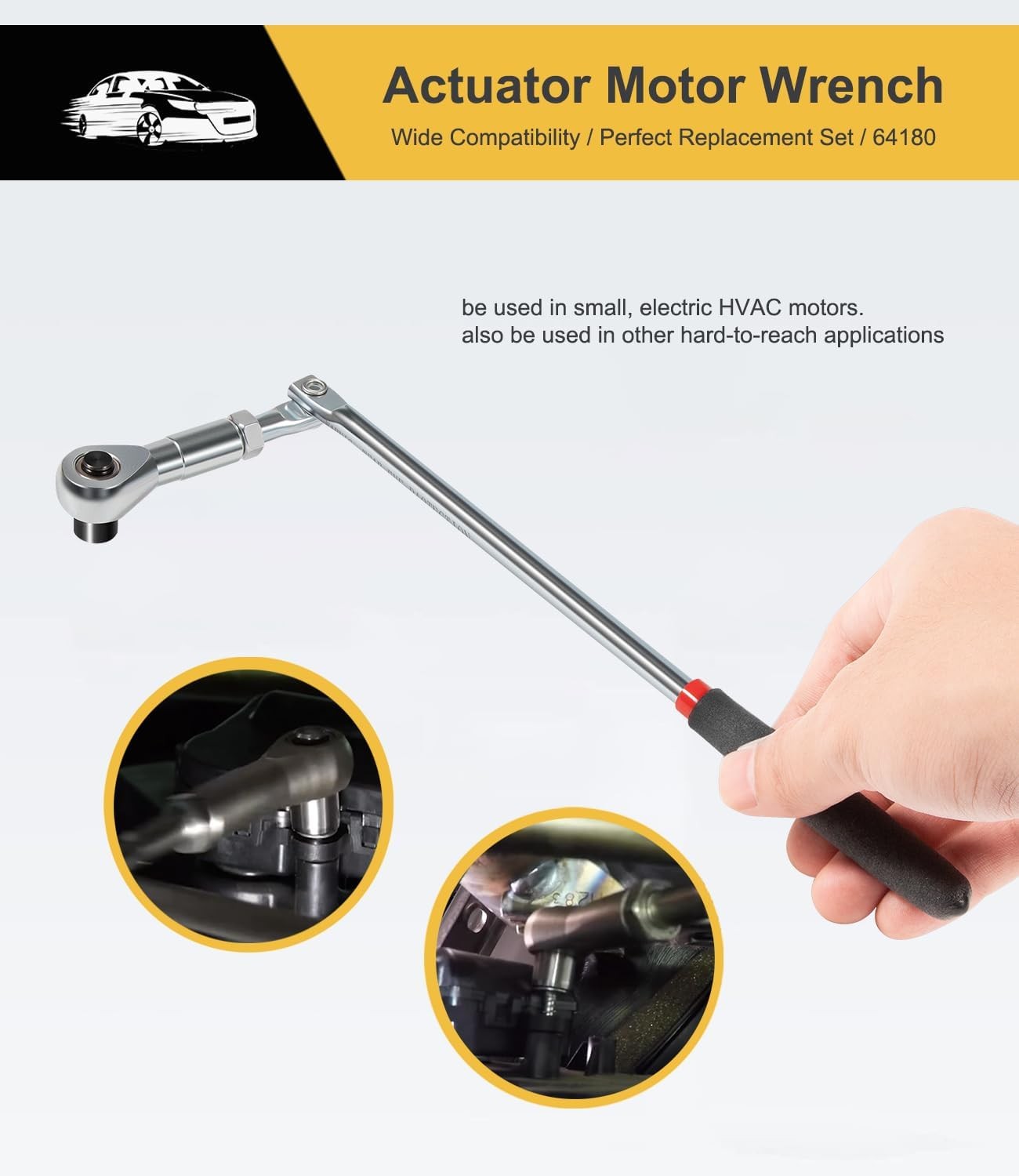 64180 Actuator Motor Wrench Tool Set include Sockets & 1/4″ Square Drive Adapter