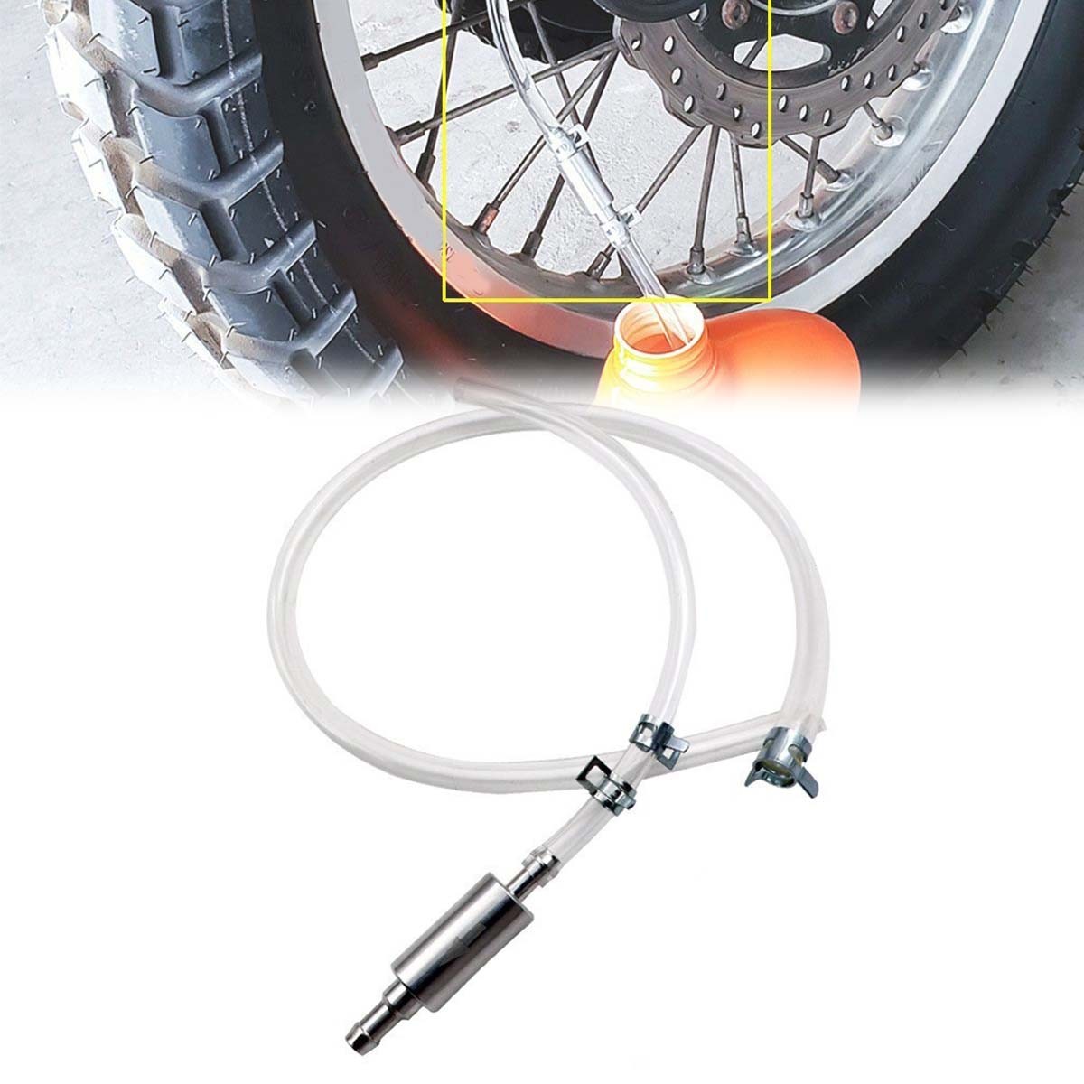 4 PCS Brake Bleeder Hose, One Way Check Valve Tube Bleeding Tool Kit Silver NEW