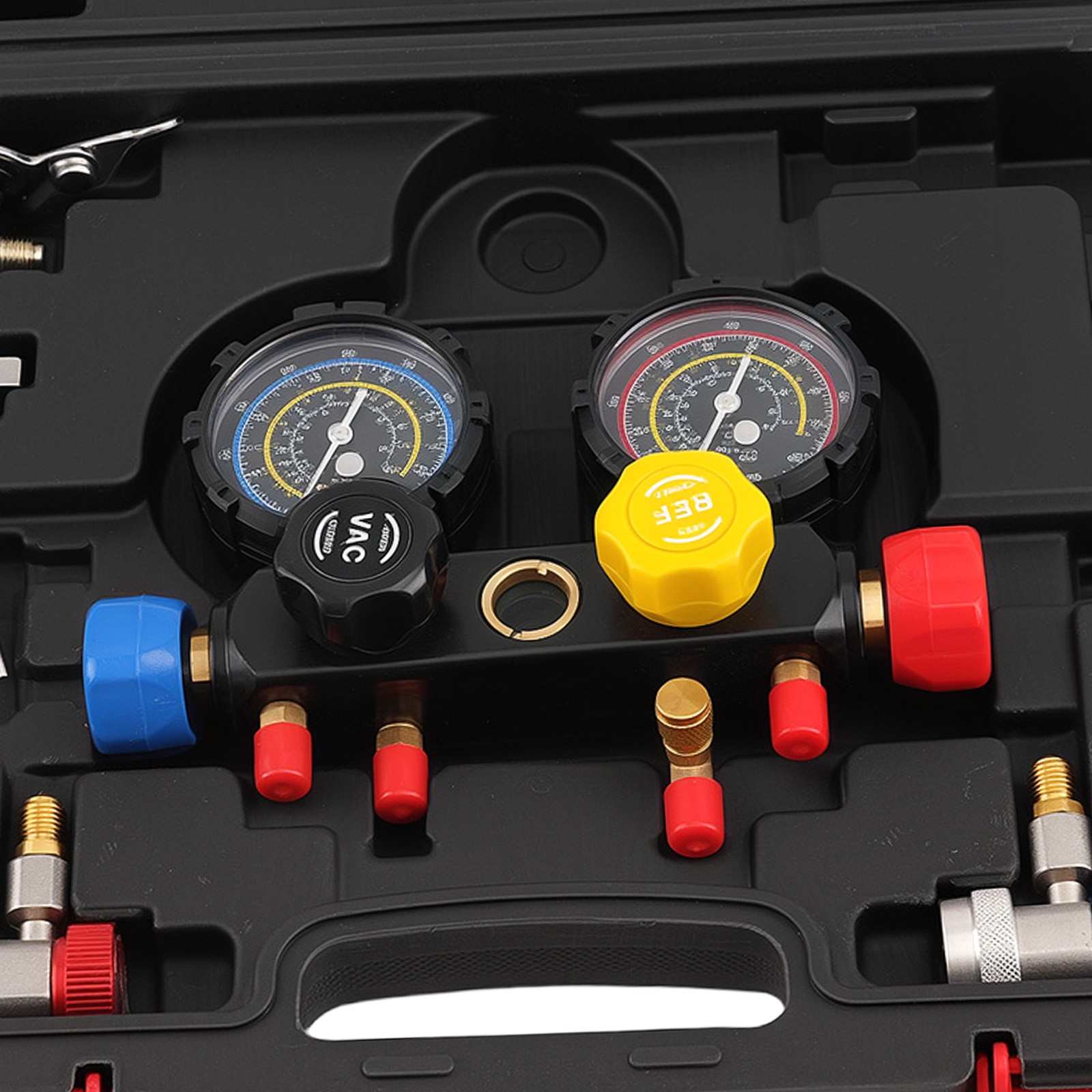4-Way HVAC AC Gauge Set for R134a R22 R410a Manifold Diagnostic Tool 5ft Hoses