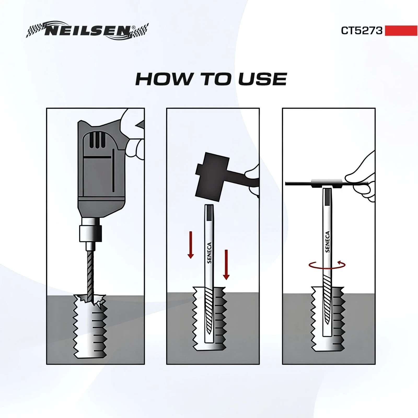 Left Hand Drills Broken Screw Bolt Stud Extractor Easy out Drill Set Neilsen