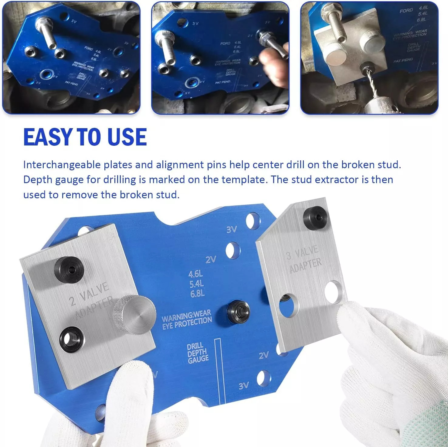 68500 Manifold Drill Template for Ford 2V & 3V 4.6L 5.4L 6.8L V10 Exhaust Tool