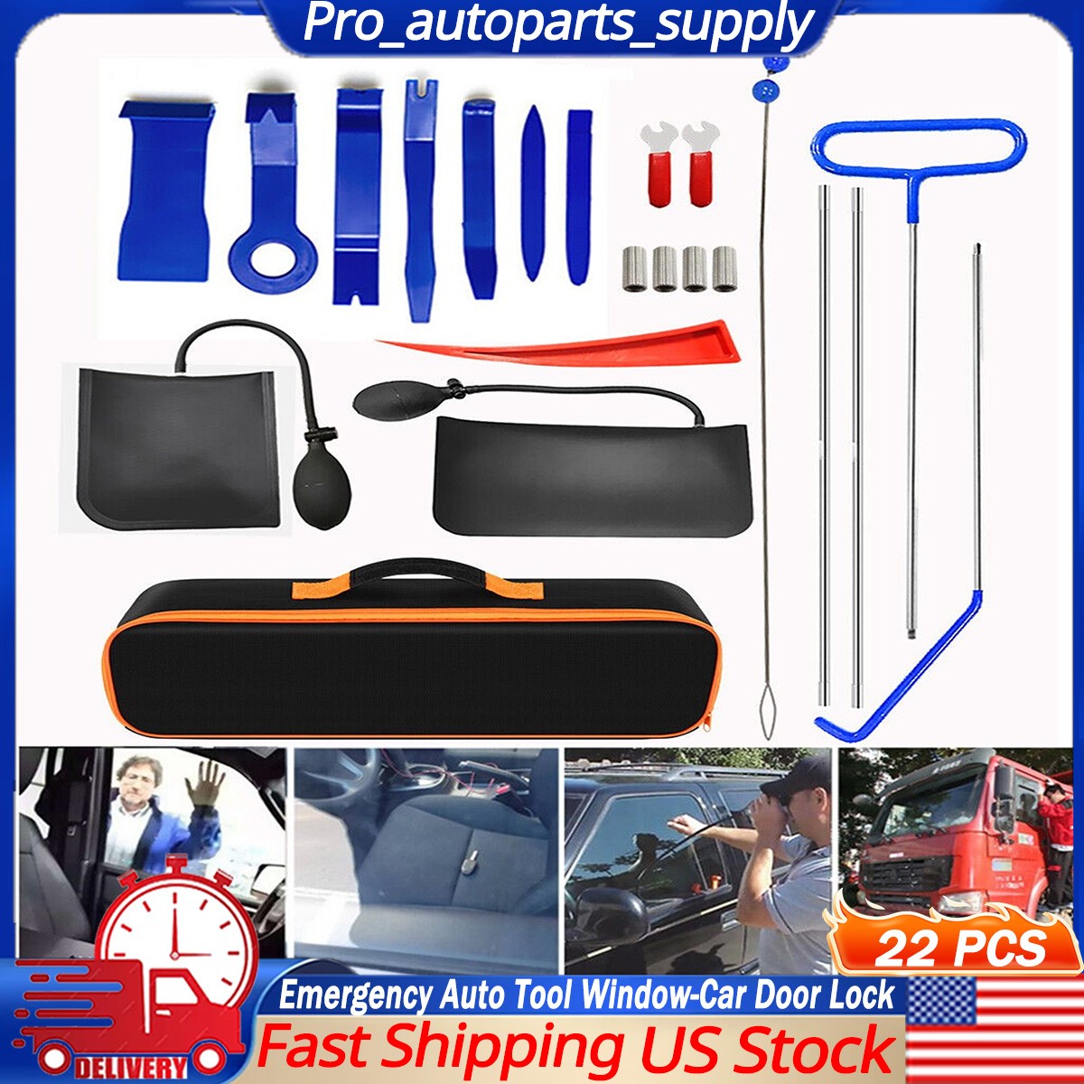 HOT 22 PCS Emergency Auto Tool Window-Car Door Lock Universal Kits Inflatable US