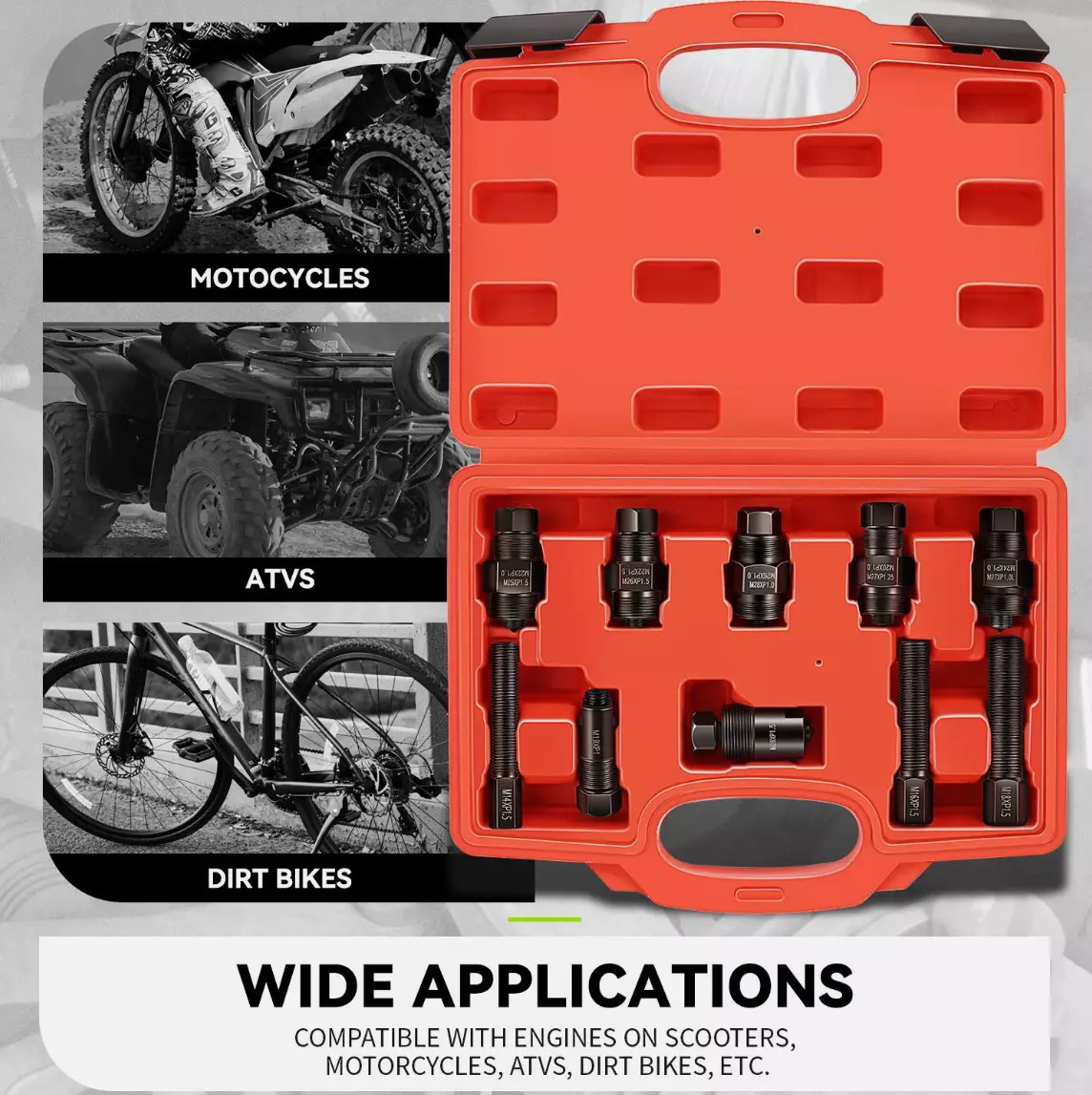10PC Motorcycle Dirt Bike Flywheel Puller for Yamaha Honda Ducati ATV M14-M28