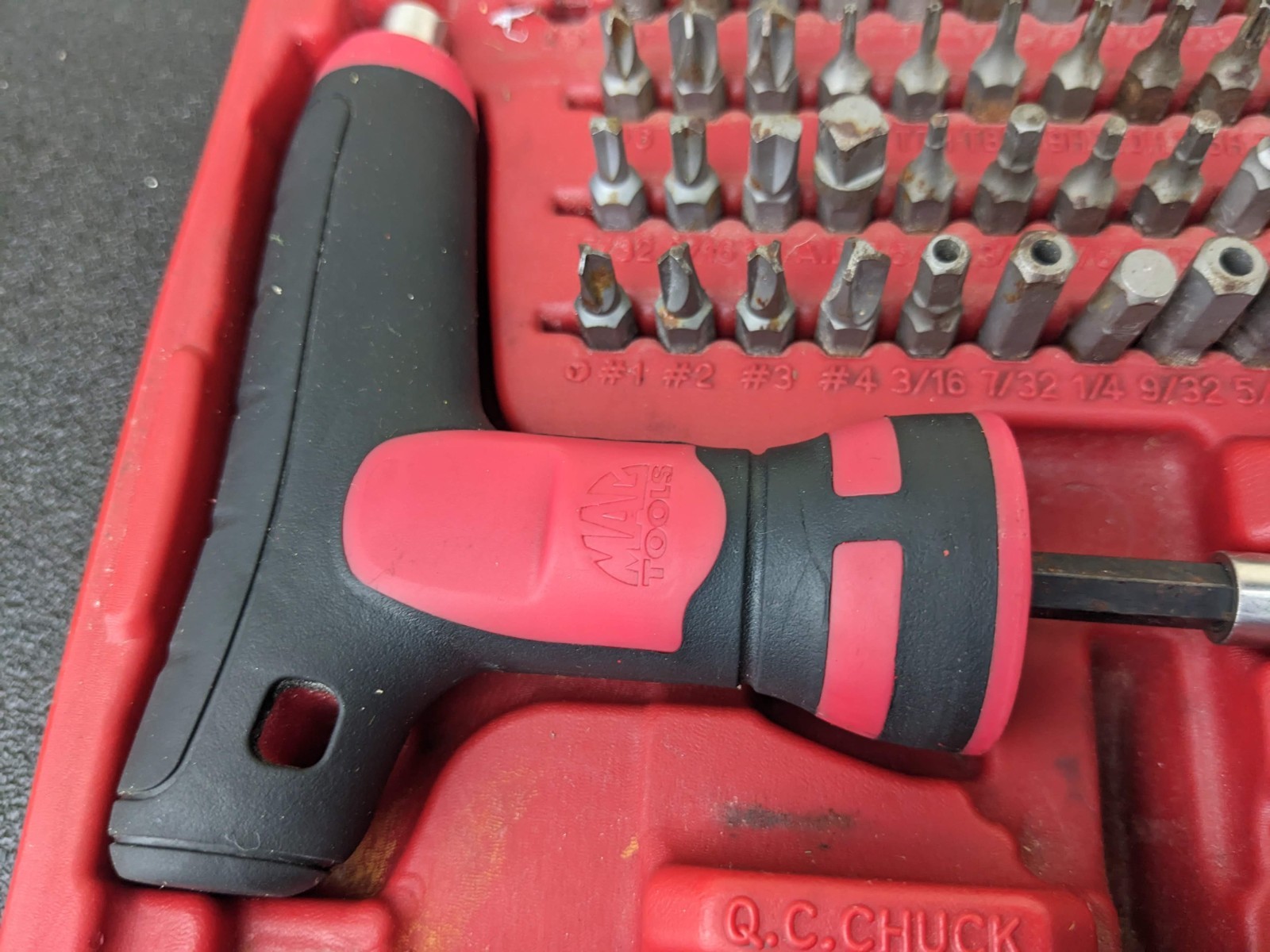 #bp375 Mac Tools Mac-Grip Ratcheting 1/4” Hex Bit Set SBDR123SA for Screwdriver