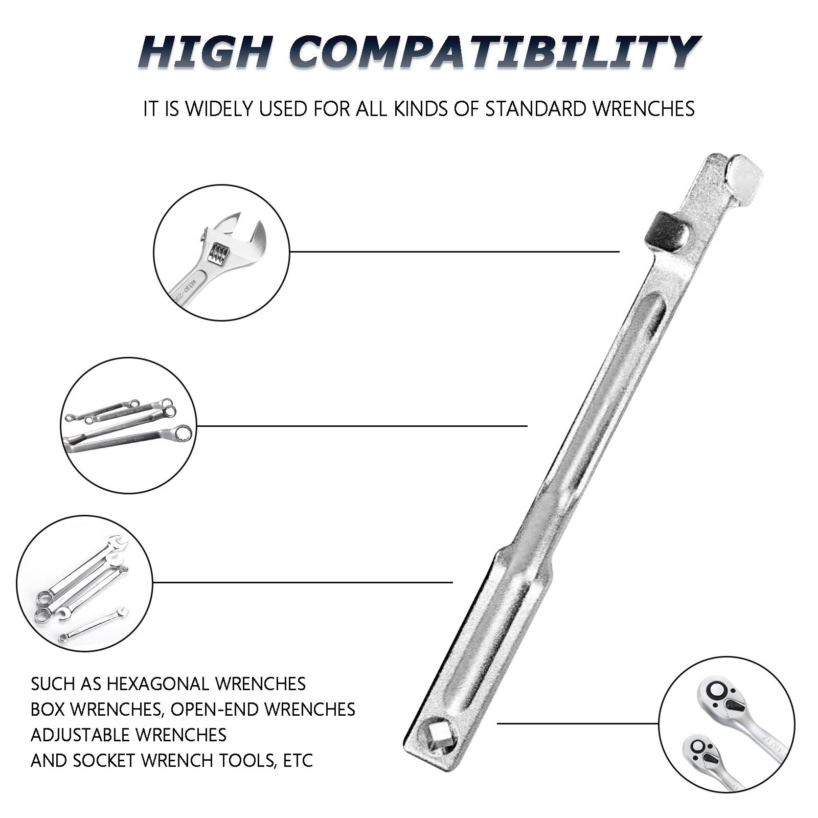 Universal Spanner Extension Tool Wrench Extender Bar Set 1/2″ Square Drive New