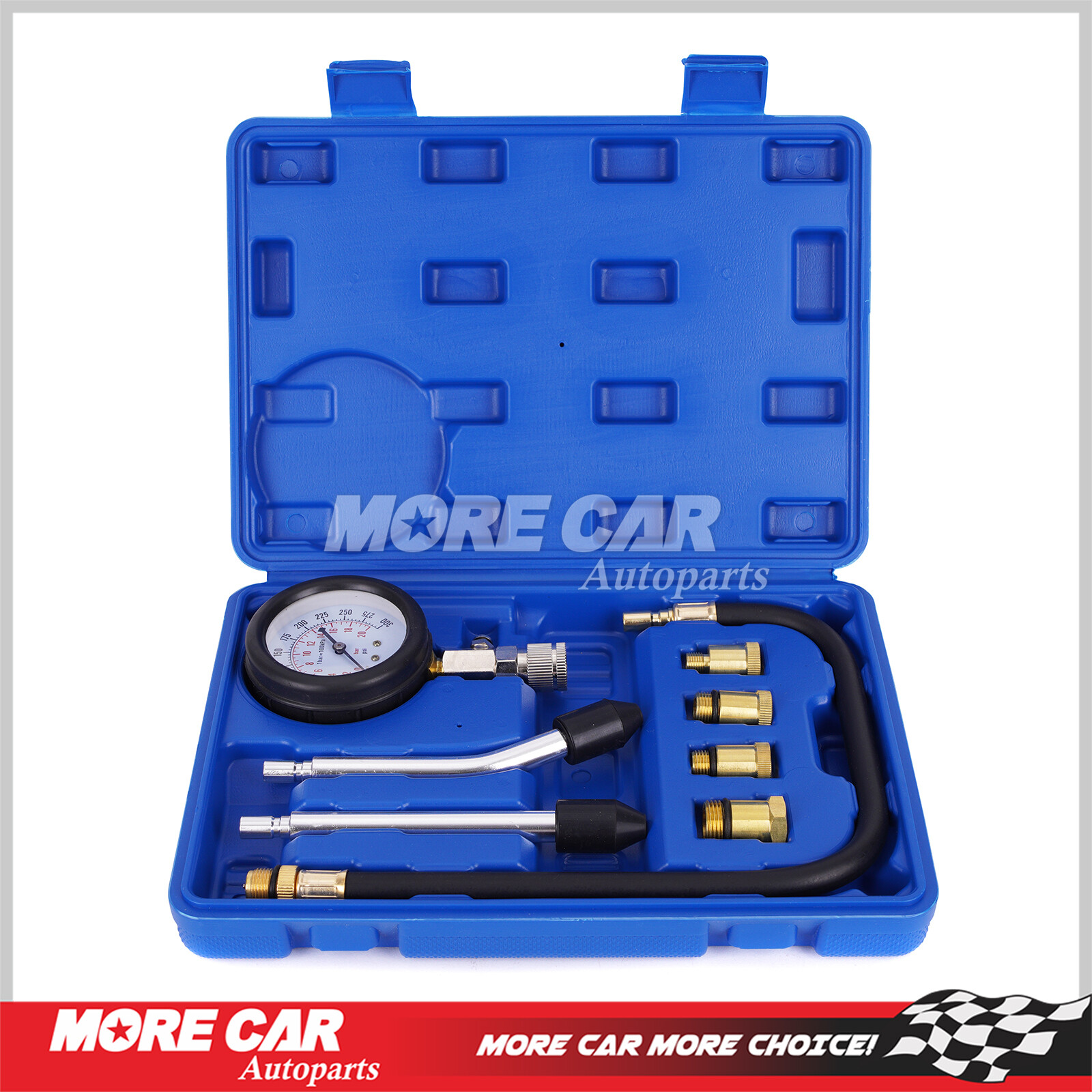 8 pcs Petrol Engine Cylinder Compression Tester Kit Auto Tool Gauge
