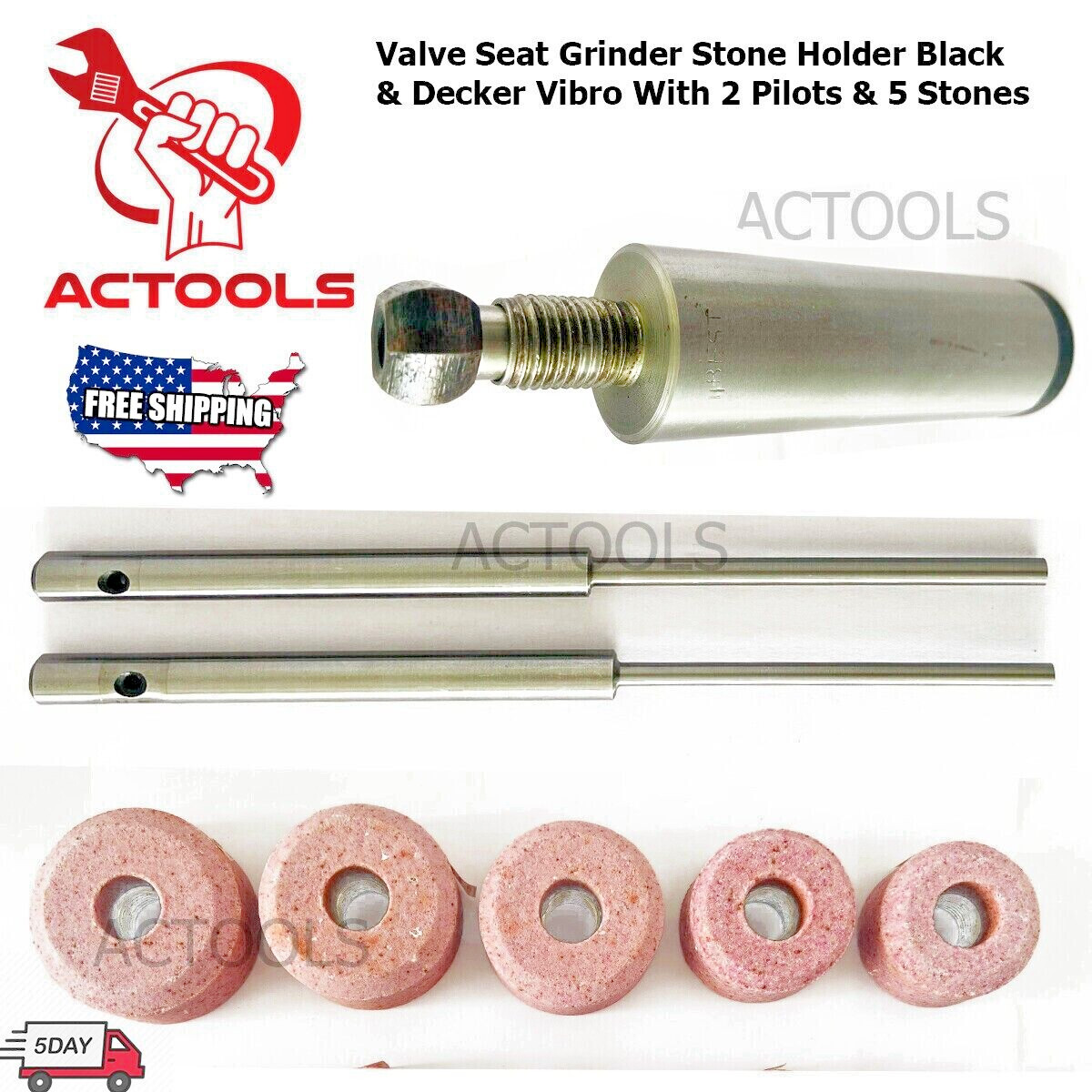 Valve Seat Grinder Stone Holder Black & Decker Vibro With 2 Pilots & 5Stones