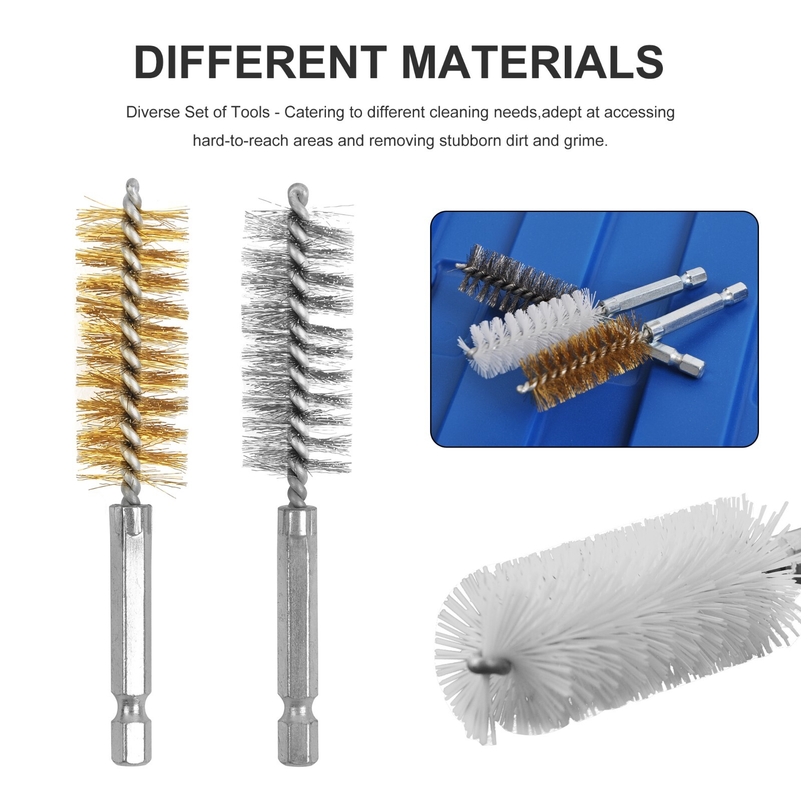 38PCS Industrial Wire 1/4in Hex Shank Brush Set Extendable Stainless Steel
