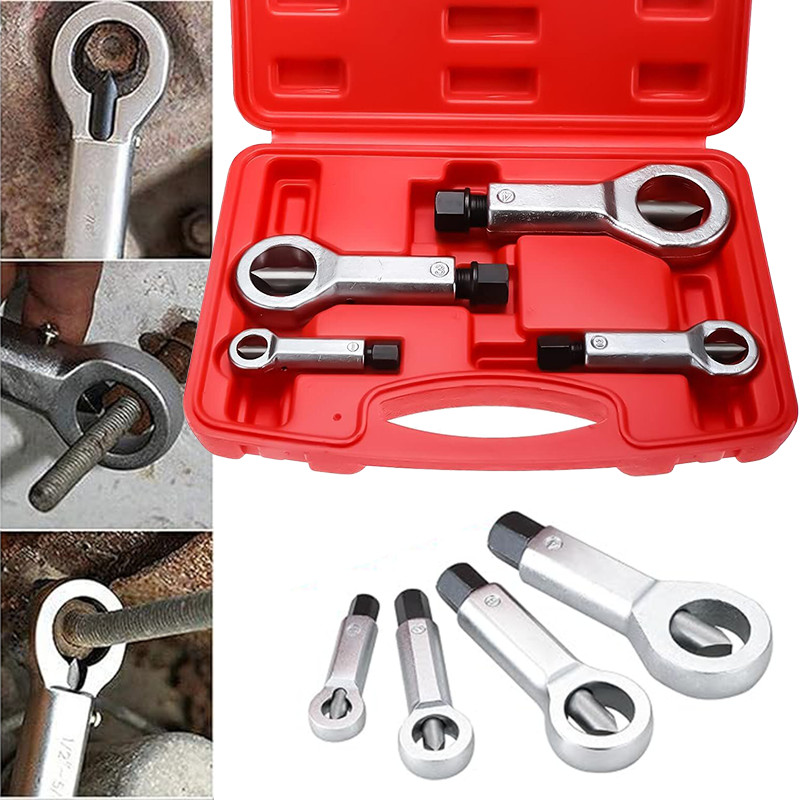 4PCS Nut Splitter Breaker 9-27mm Nut Remover Extractor Adjustable Cracker Tools
