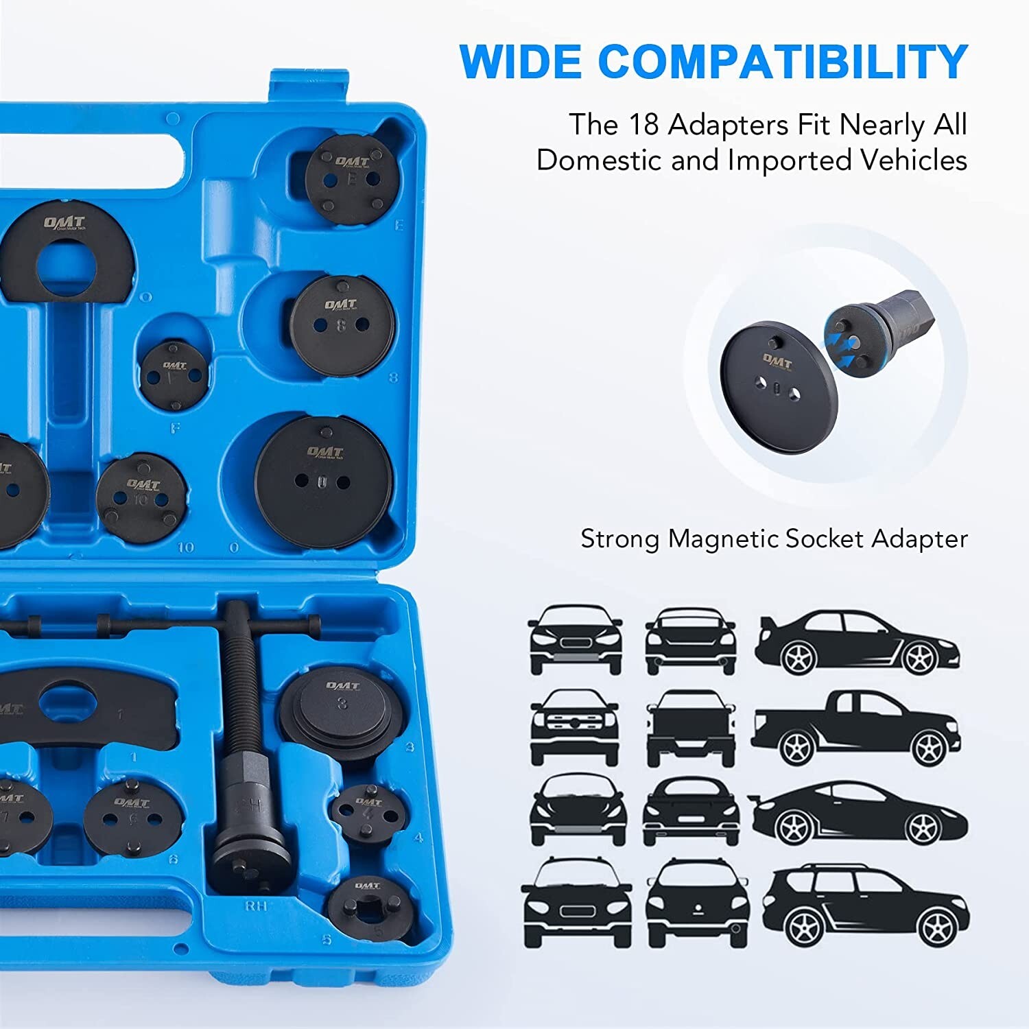OMT 24pcs Heavy Duty Disc Brake Piston Caliper Compressor Rewind Tool Set Manual