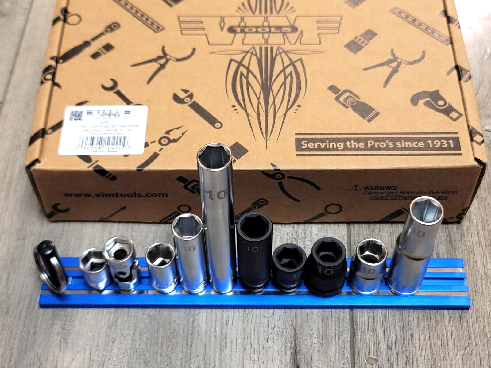 Vim Tools 10pc All 10mm Specialty Short & Deep Socket Set w/ Magrail #10X10