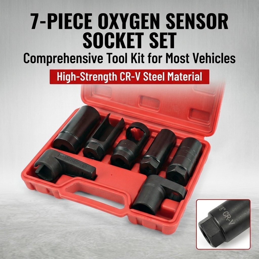 7PC Oxygen Sensor Socket Wrench Kit O2 Nut Removal Tool 22mm 1/2 Inch Drive