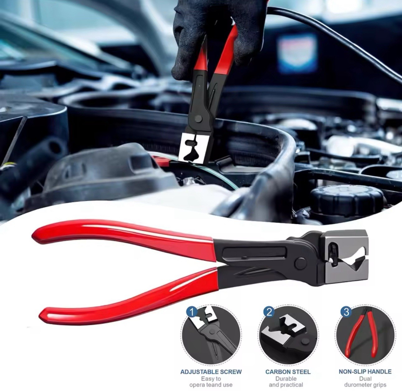 8pc Auto Hose Clamp Pliers Set Fuel Line Removal Tool Relay Clip Trim Kit