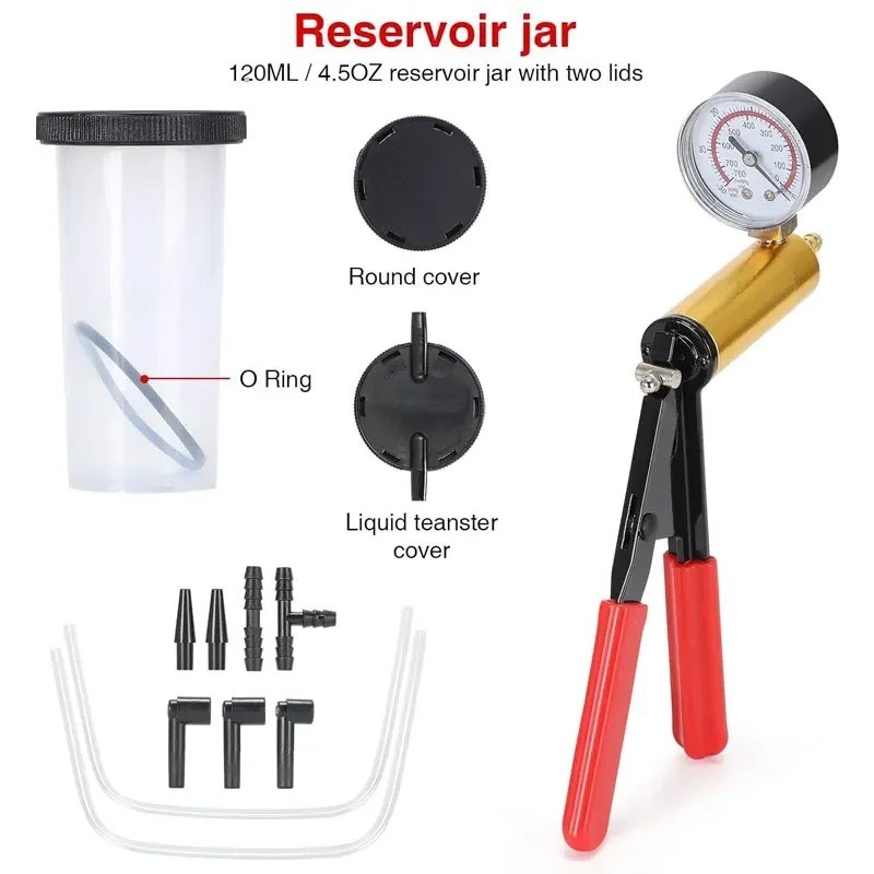 Durable Vacuum Pressure Pump Tester Set Brake Fluid Bleeder Bleeding Kit +Box