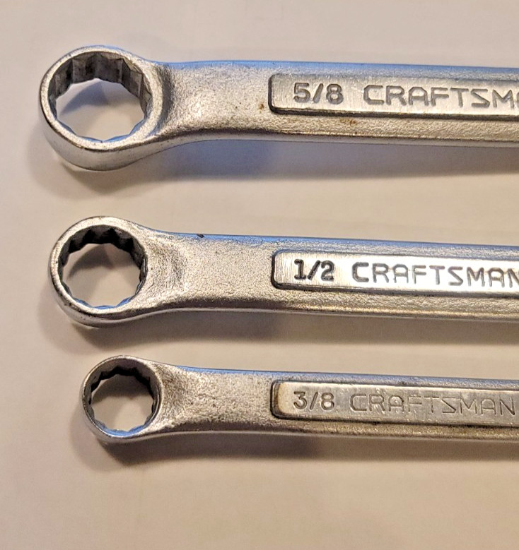 Craftsman 3-Piece Stubby Double Box End Wrench Set -V- Series USA 3/8-3/4