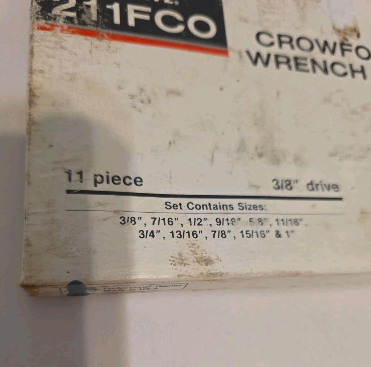 Snap On Tools 3/8″ Crowfoot Set SAE 3/8 – 1 IN) 211FCO Crowsfeet 11pc Crows Feet