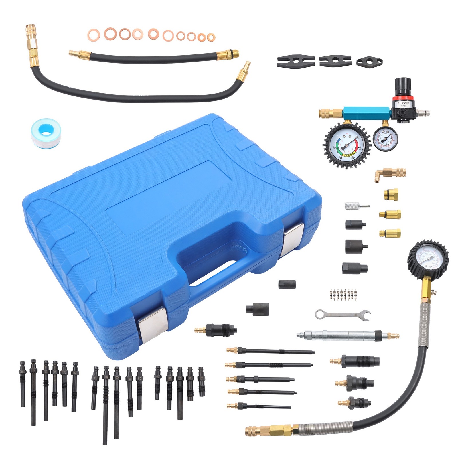46Pcs Diesel Petrol Engine Cylinder Compression Leak Down Tester Leak Set