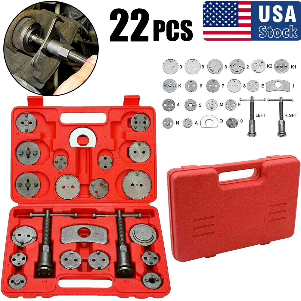 22PCS CALIPER TOOL KIT CASE WIND BACK DISC BRAKE PAD PISTON COMPRESSOR