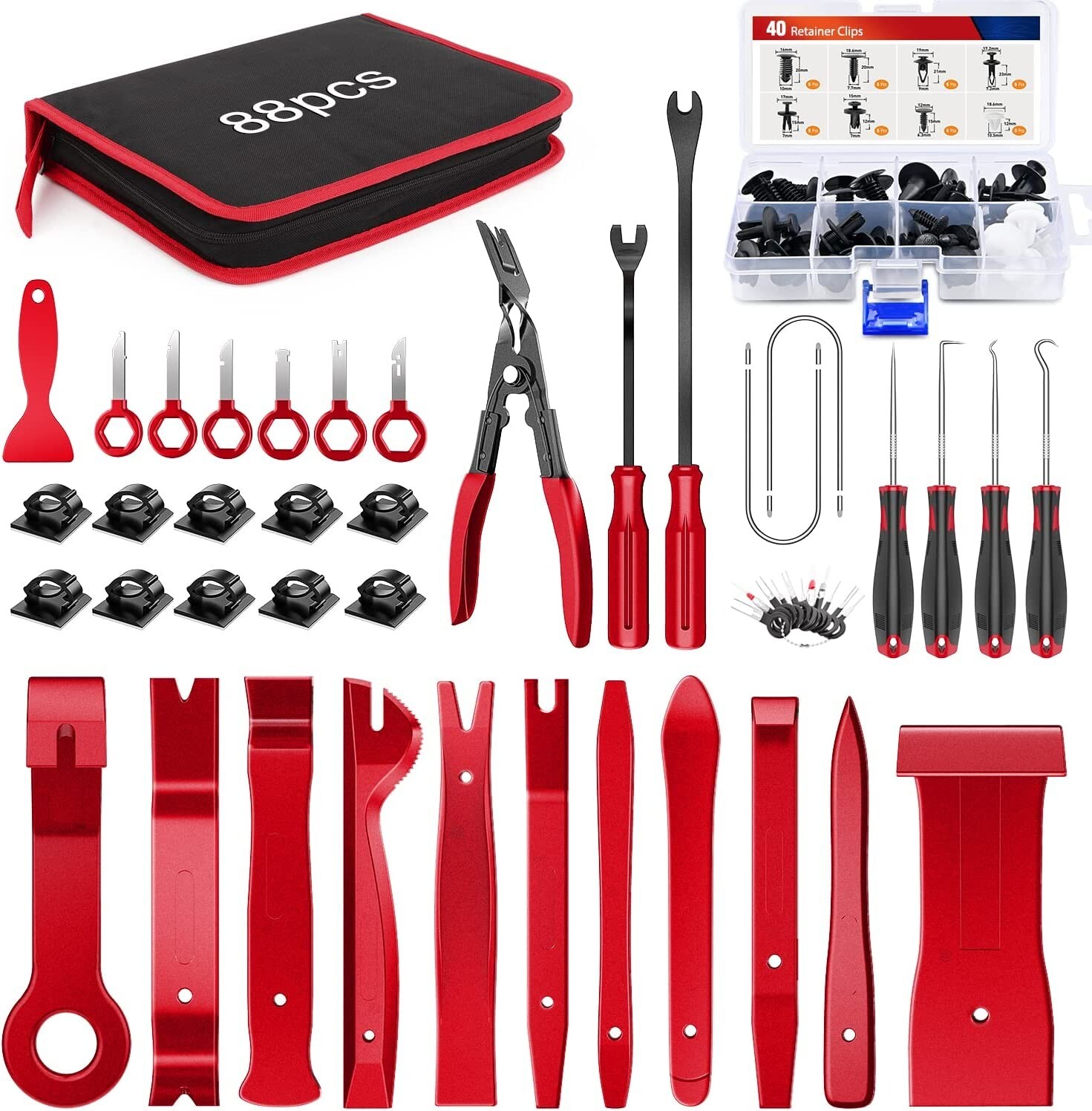 Nilight 88Pcs Trim Removal Tool Fastener Terminal Remover Tool 2 Years Warranty