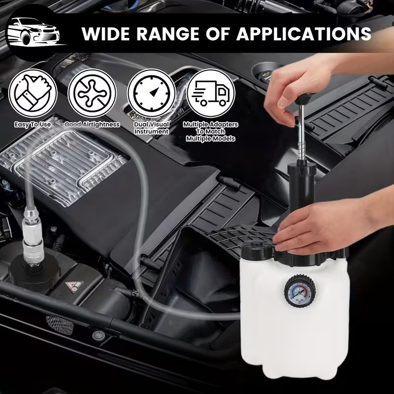 Manual Brake Bleeder Bleeding Clutch Fluid Kit & 4xMaster Cylinder Adapters