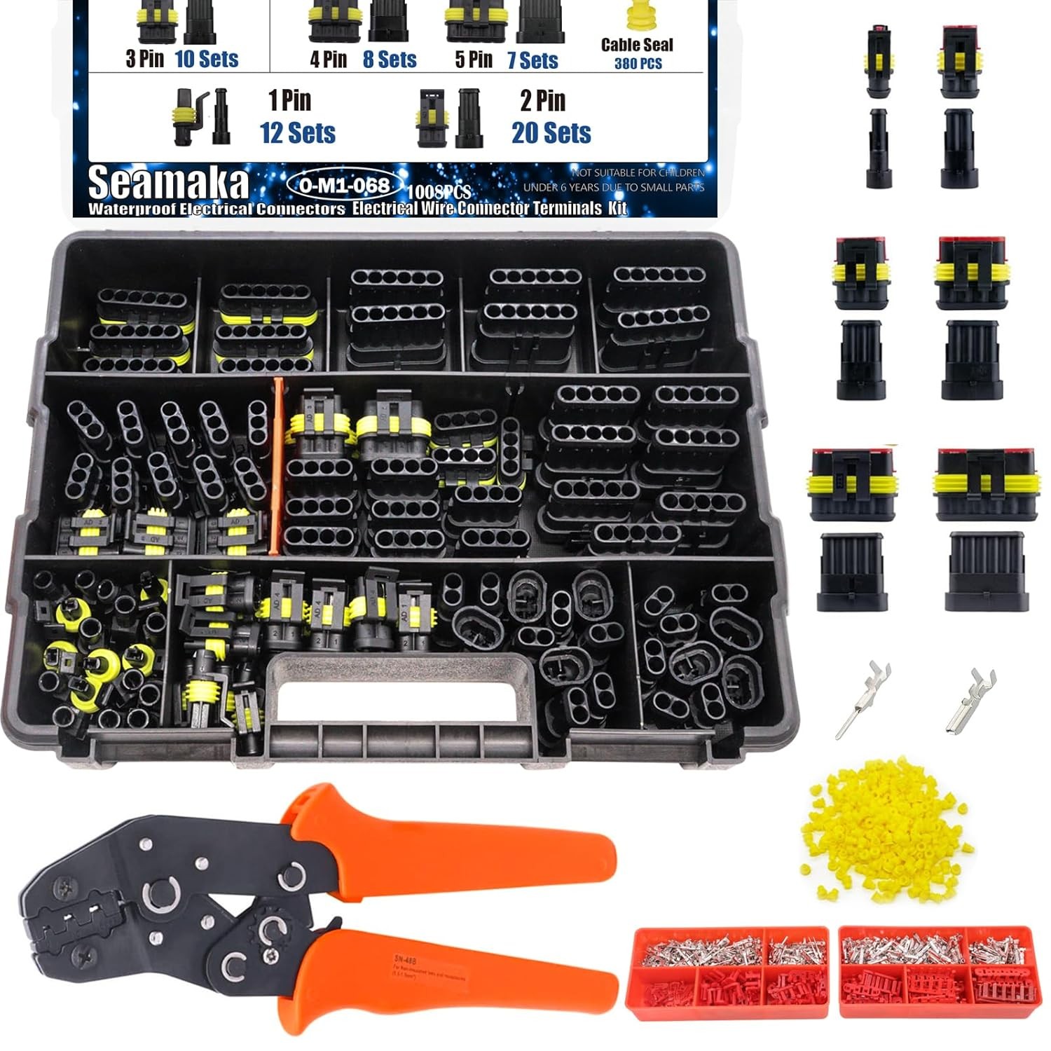 1008PCS 63 Sets Waterproof Automotive Wire Connectors Kit 1/2/3/4/5/6 Pin…