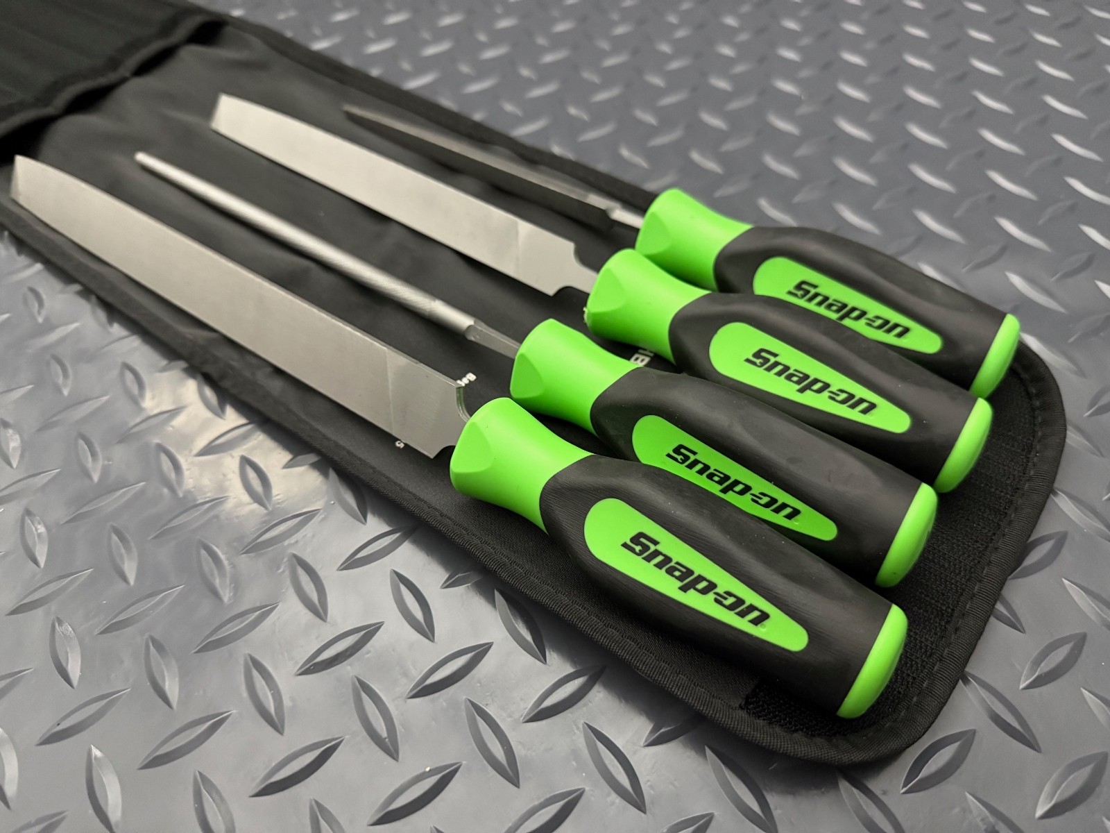 snap on tools green 4 pc file handle set with pouch sghbf500ag new free shipping
