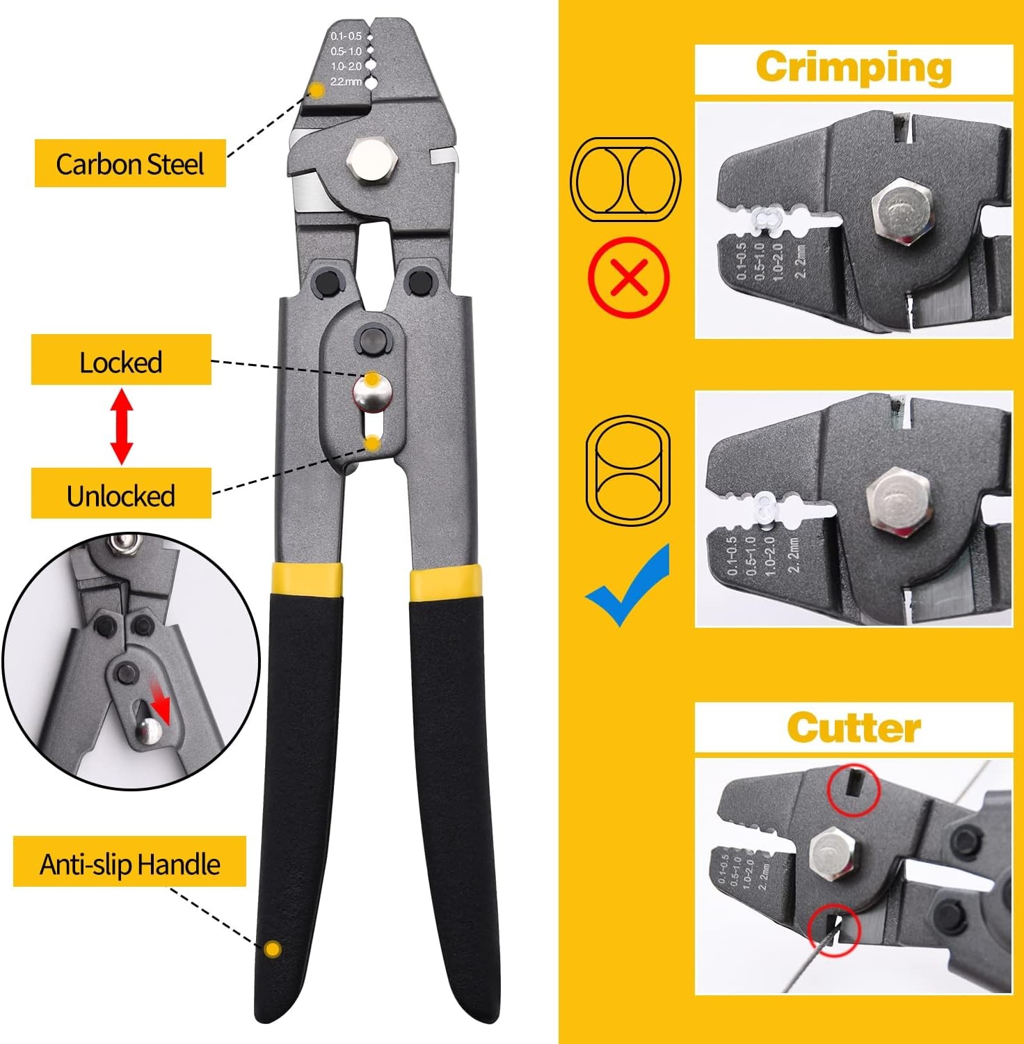 328ft Wire Rope Crimping Tool Kit, Stainless Steel Cable Grey,black