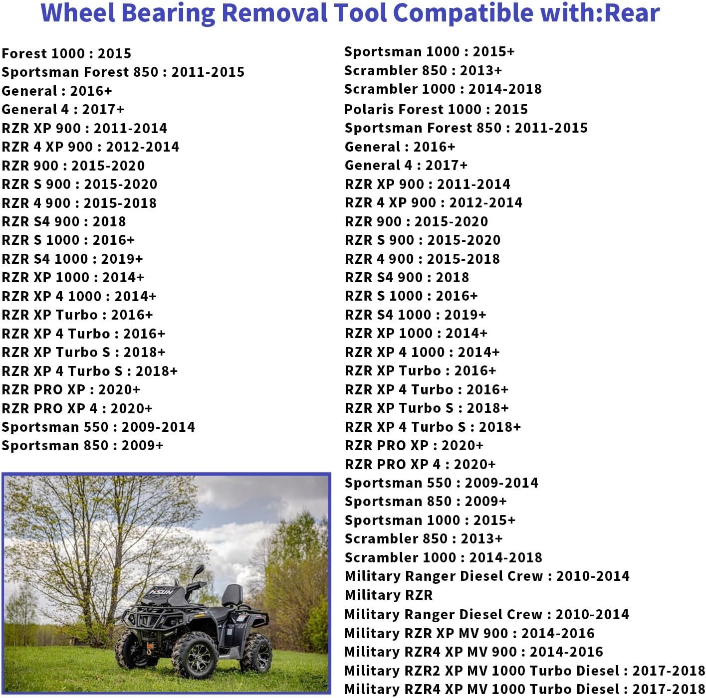 Polaris Wheel Bearing Removal Tool for 40mm & 44mm Bearings – Easy Installation