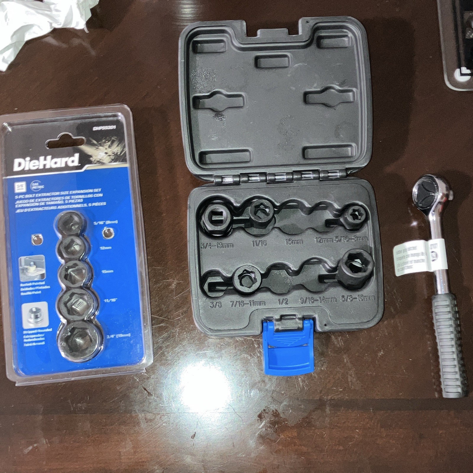 DieHard Bolt Extractor Set (Full Set + 5- Piece Expansion) W/ Case & 3/8 Ratchet