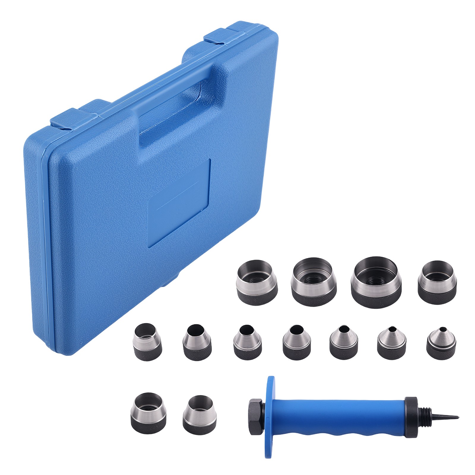 14pc Hollow Punch Tool Set Hole Punch 5-35mm with Spring Handle Storage Box
