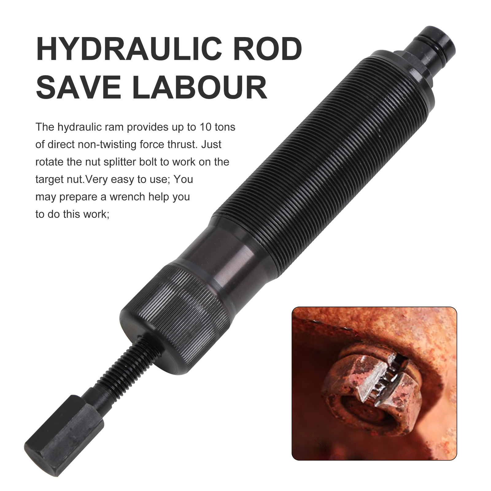 10 Ton Hydraulic Ram Hydraulic Nut Splitter Kit Breaker Separator Extractor Tool
