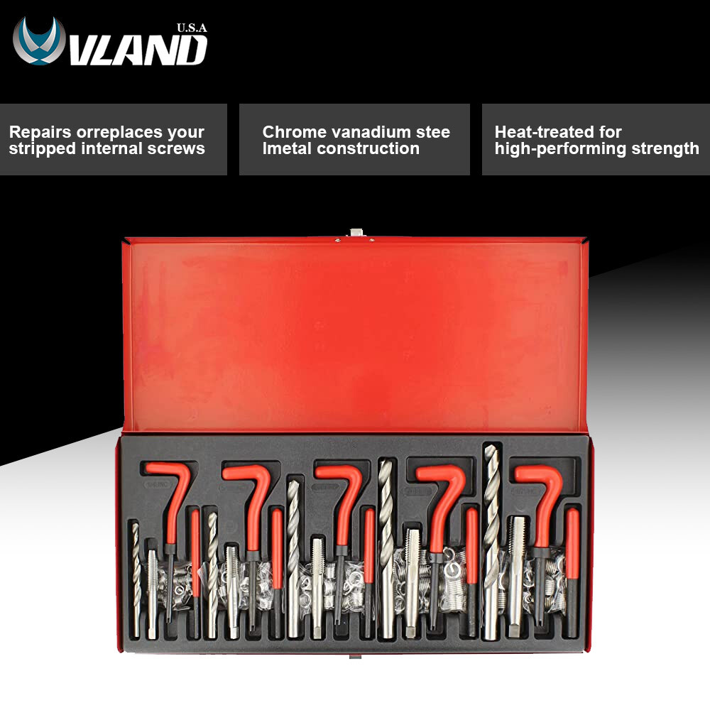 131 Pcs/Set Metric Thread Repair Insert Kit M5/6/8/10/12 Helicoil Car Coil Tools
