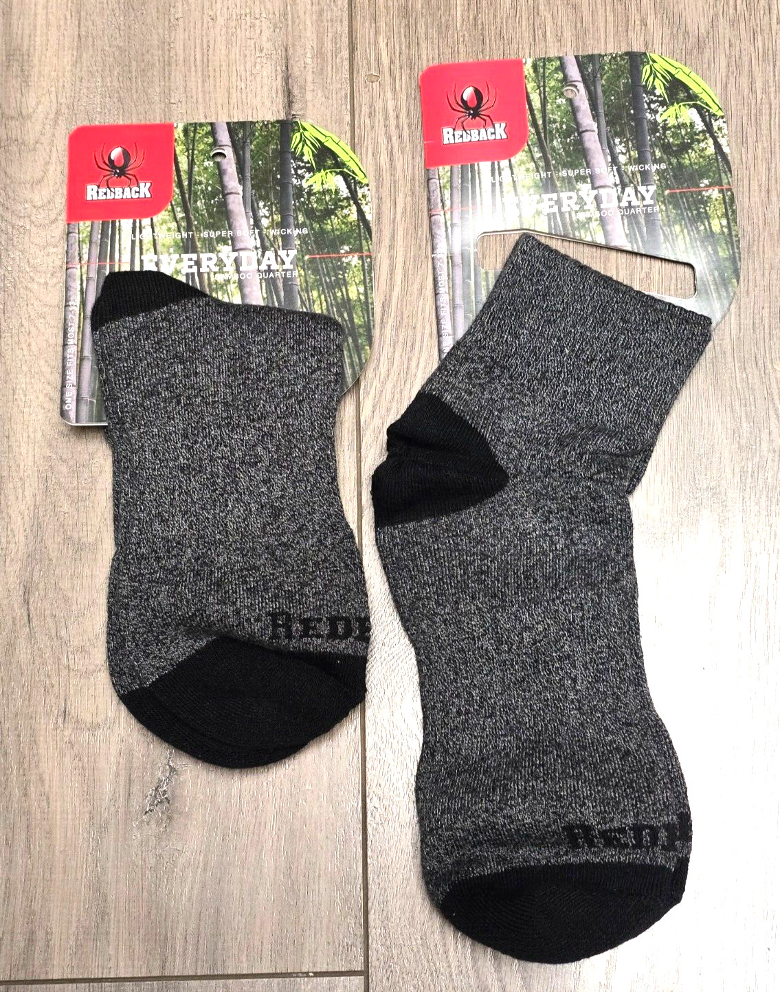 2 Pair) Redback Dark Grey Bamboo Work Quarter Socks #BAMLQ