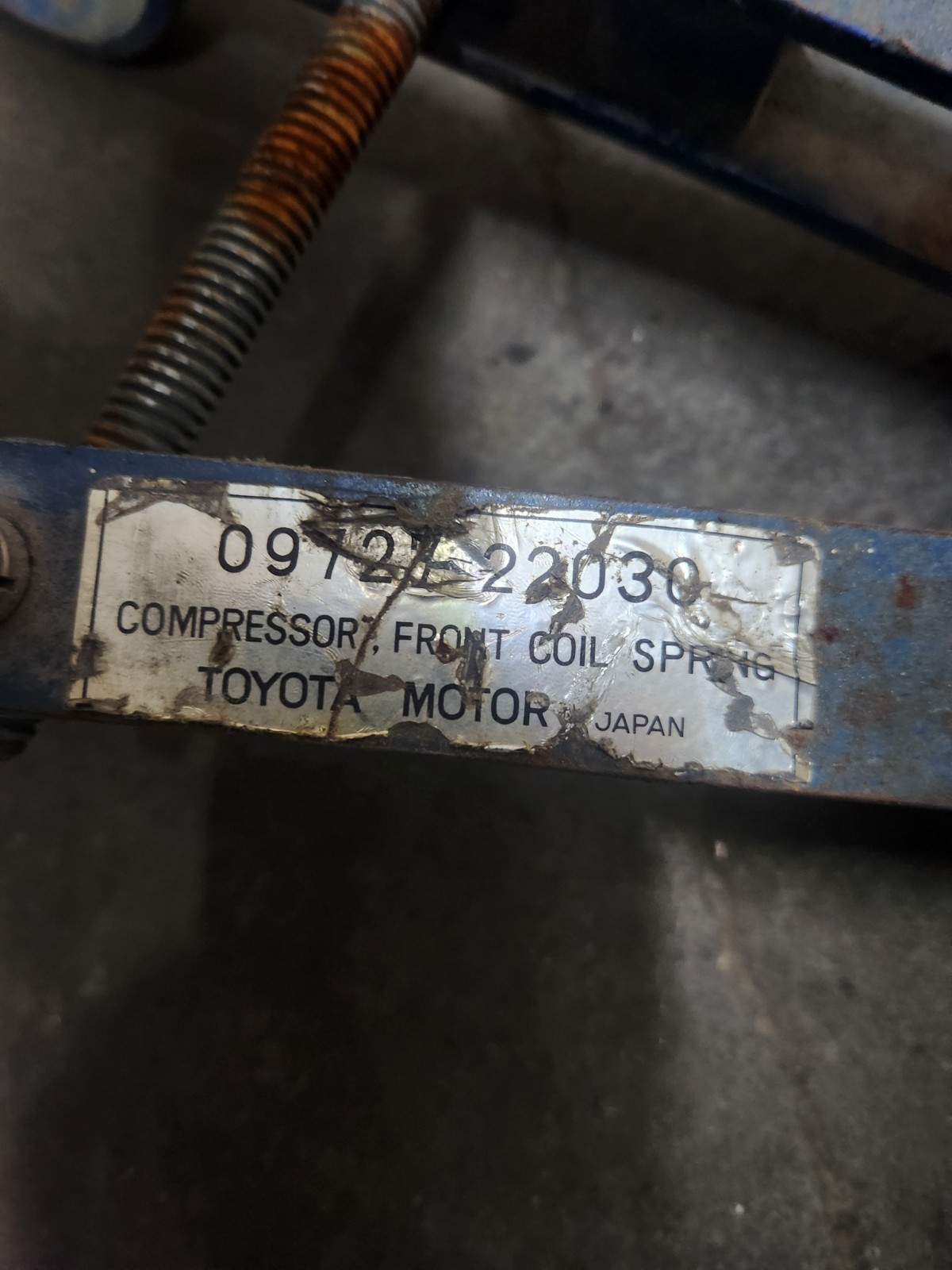 Toyota Coilspring Compressor Tool Dealership Service Tool Part # 09727-22030