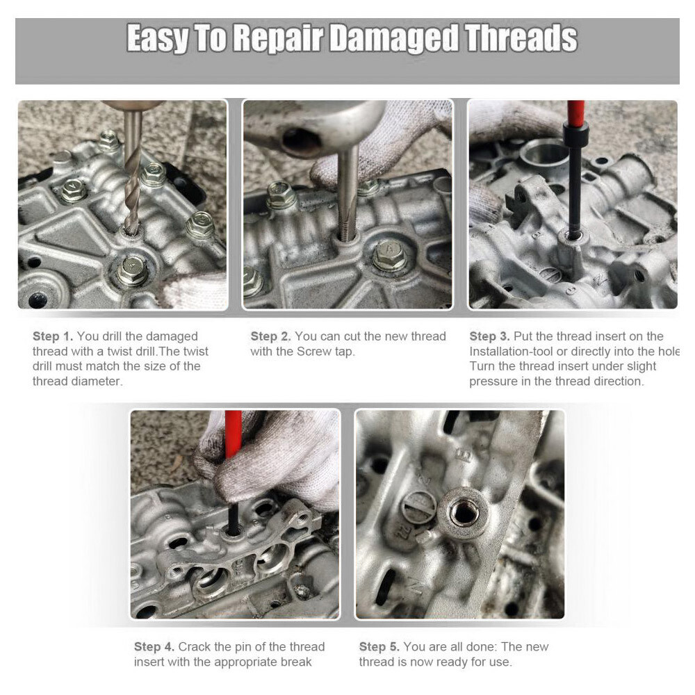 M5 M6 M8 M10 M12 Helicoil Thread Repair 131Pcs Kit & Metric Rethreading Tool Kit